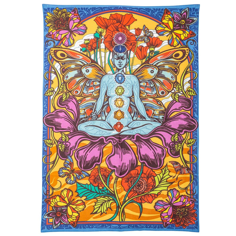 3D Chakra Lotus Tapestry - Spiral Circle