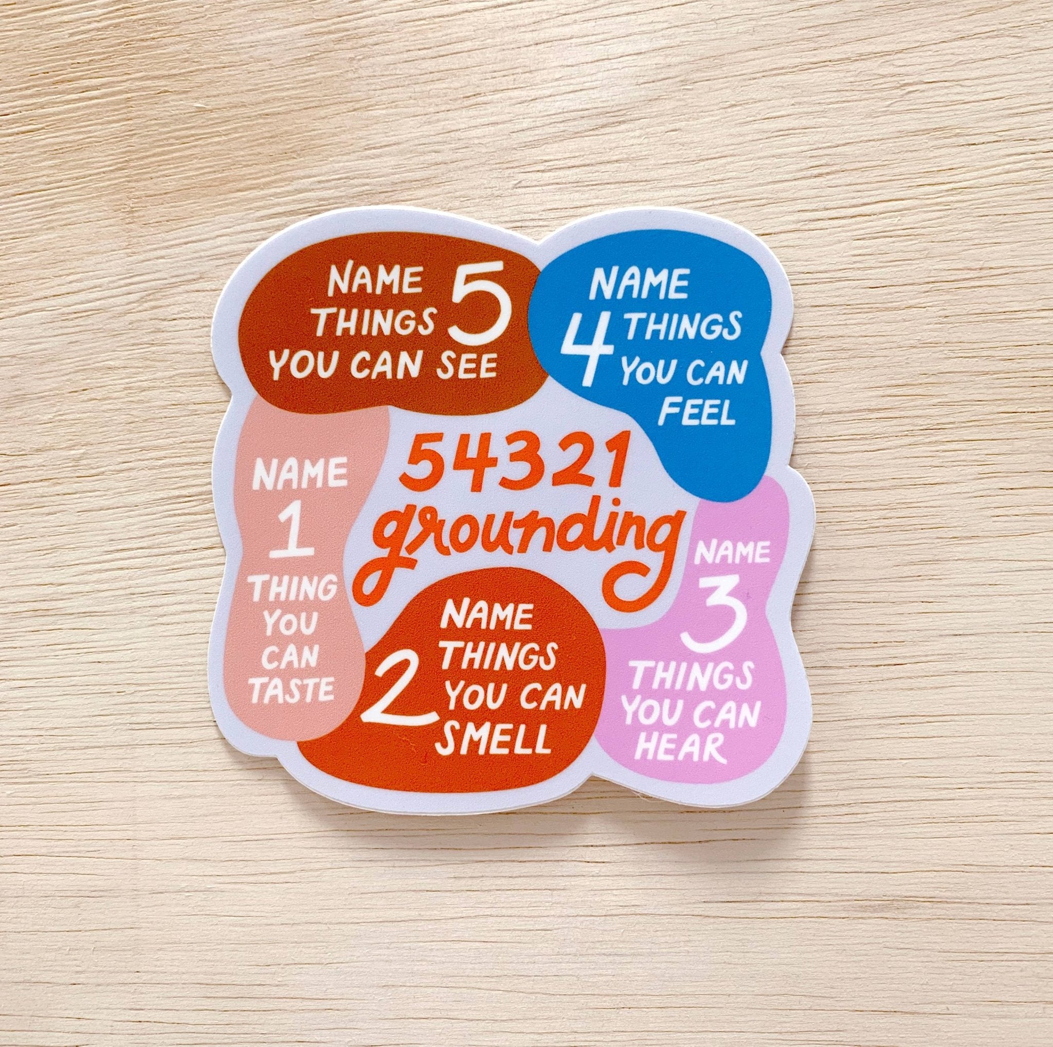 54321 Grounding - Vinyl Mental Health Sticker - Spiral Circle