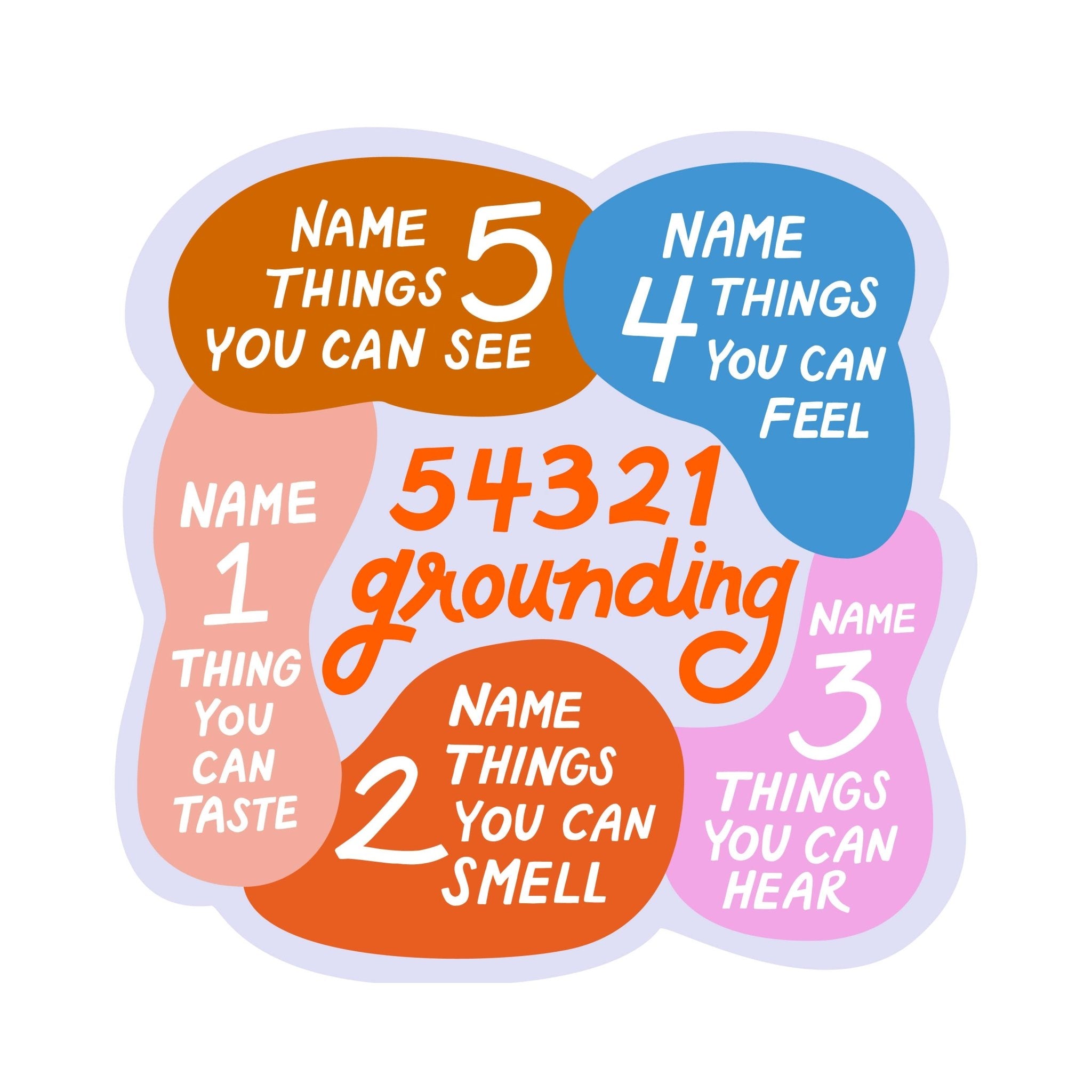 54321 Grounding - Vinyl Mental Health Sticker - Spiral Circle