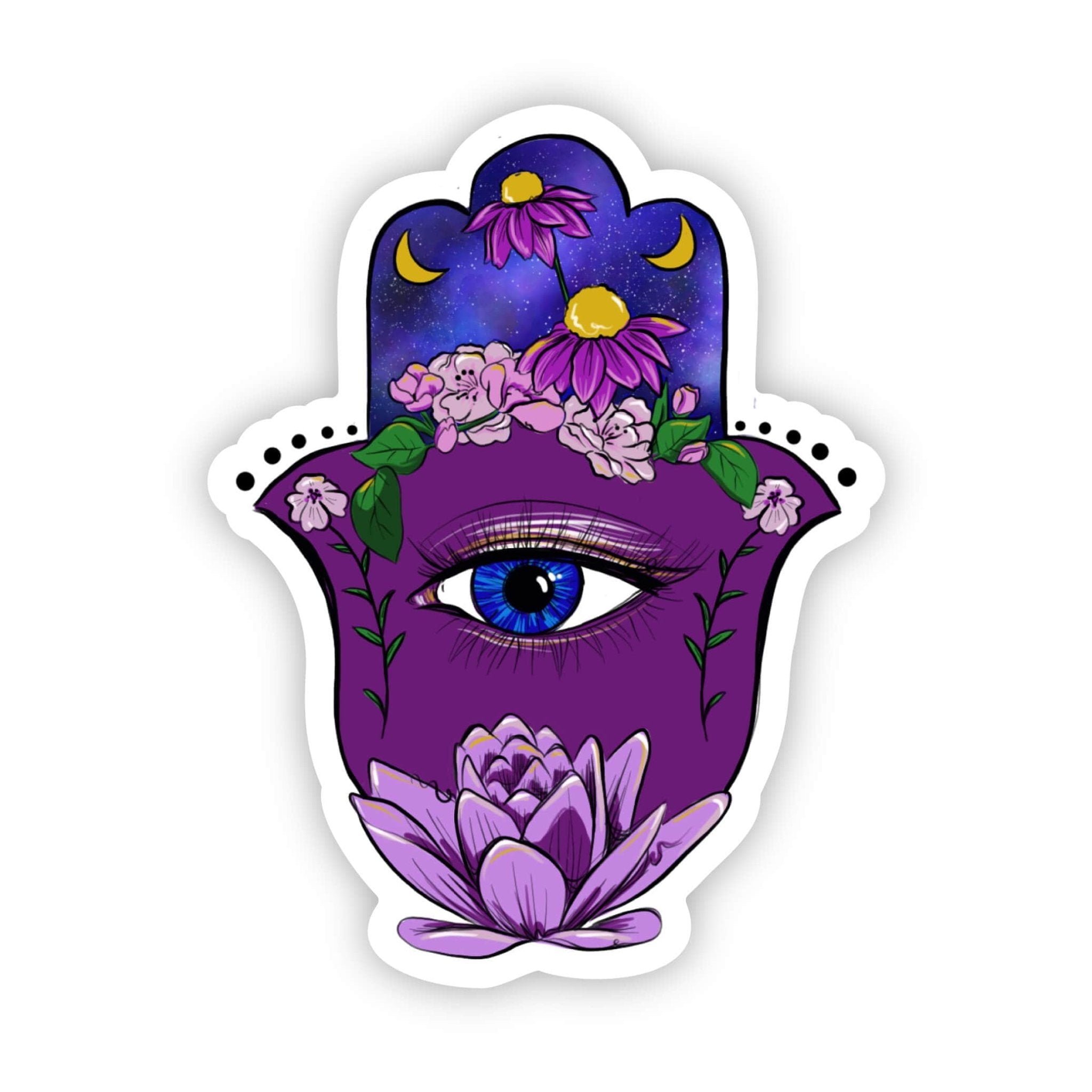 Abstract Hamsa Eye Sticker - Purple & Blue - Spiral Circle