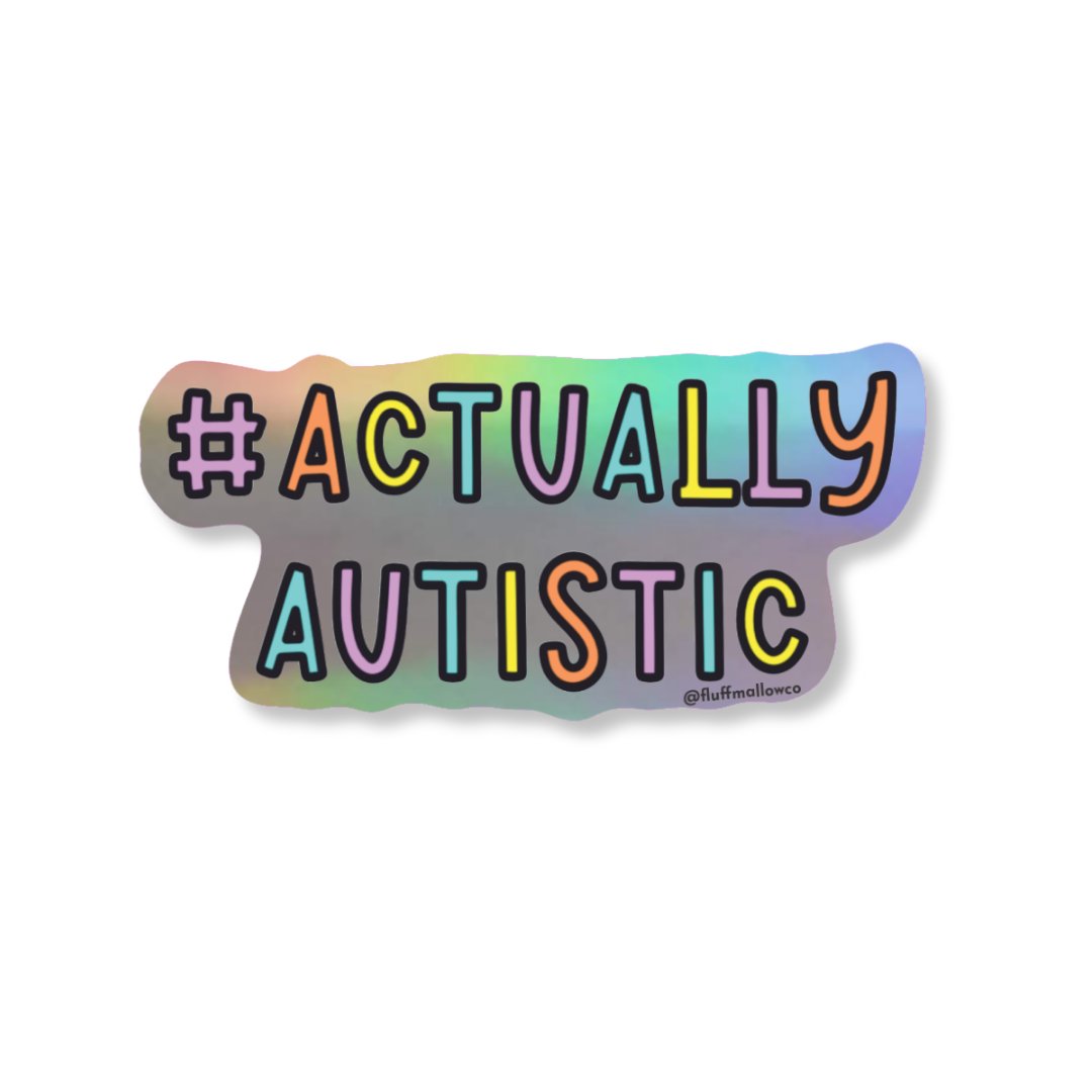 Actually autistic holographic vinyl sticker - Spiral Circle