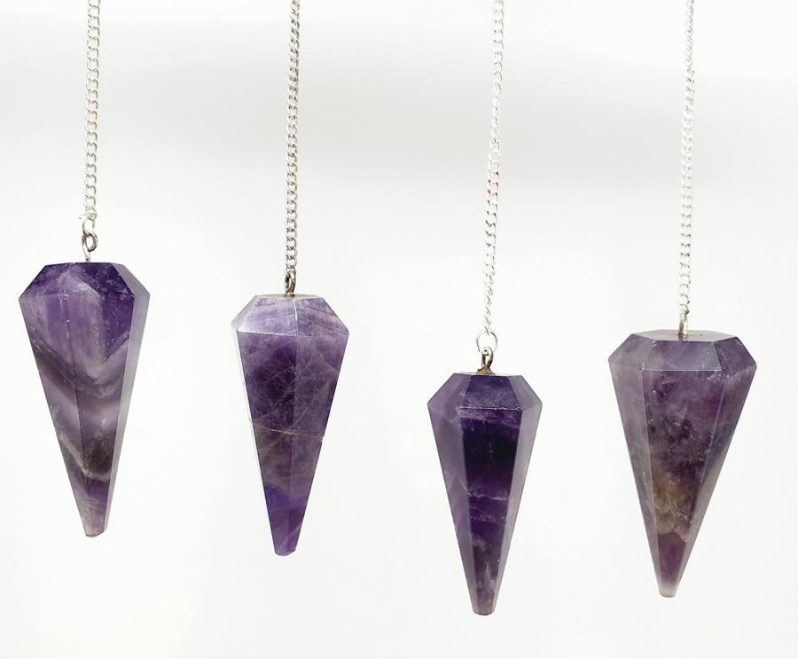 Amethyst Pendulum with Chain - Spiral Circle