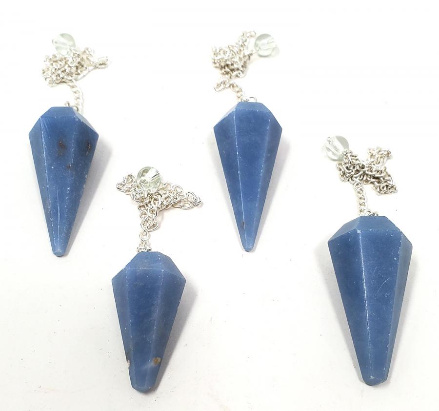 Angelite Gemstone Pendulum with Chain - Spiral Circle