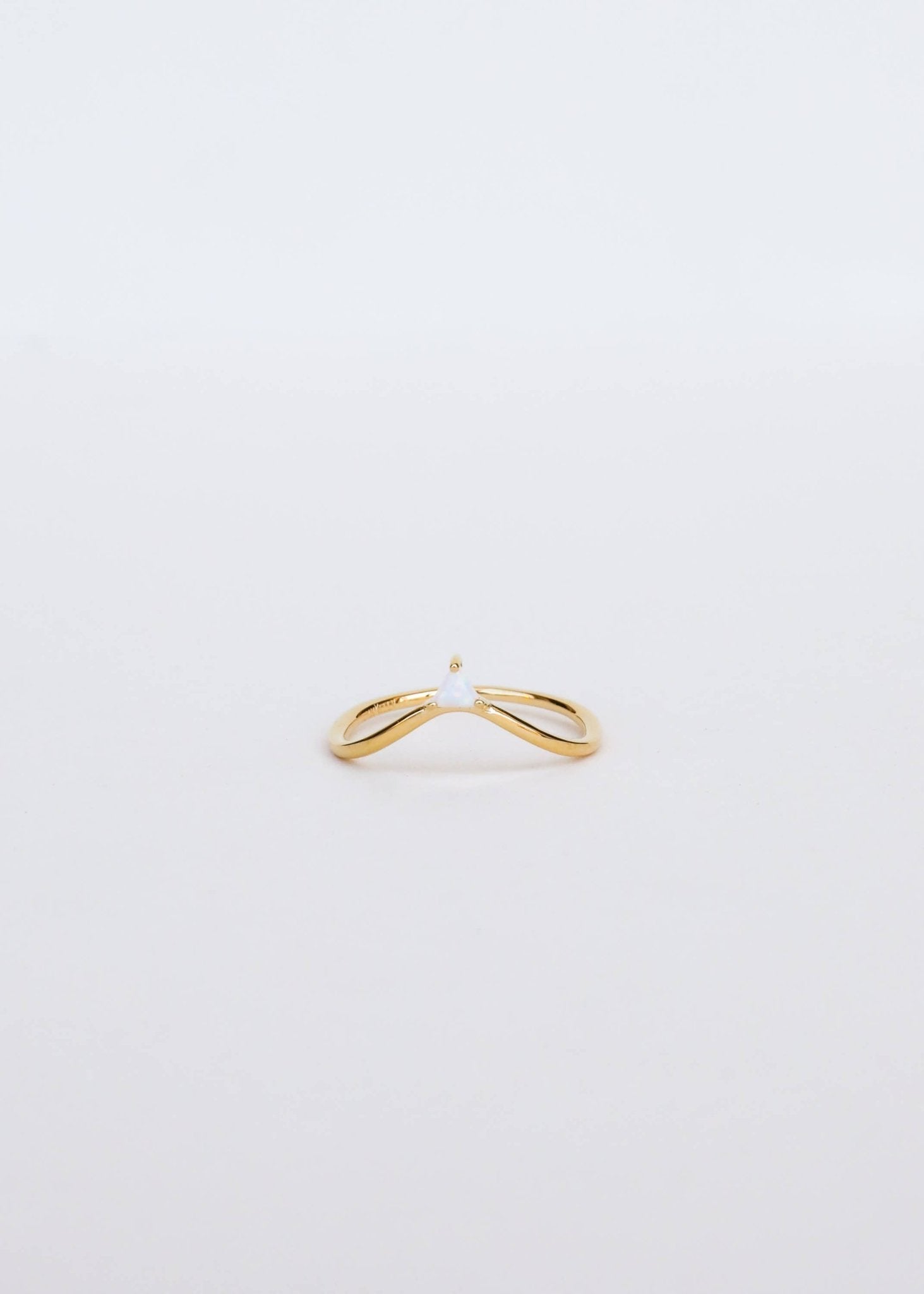 Arched Triangle with White Opal Ring - Spiral Circle