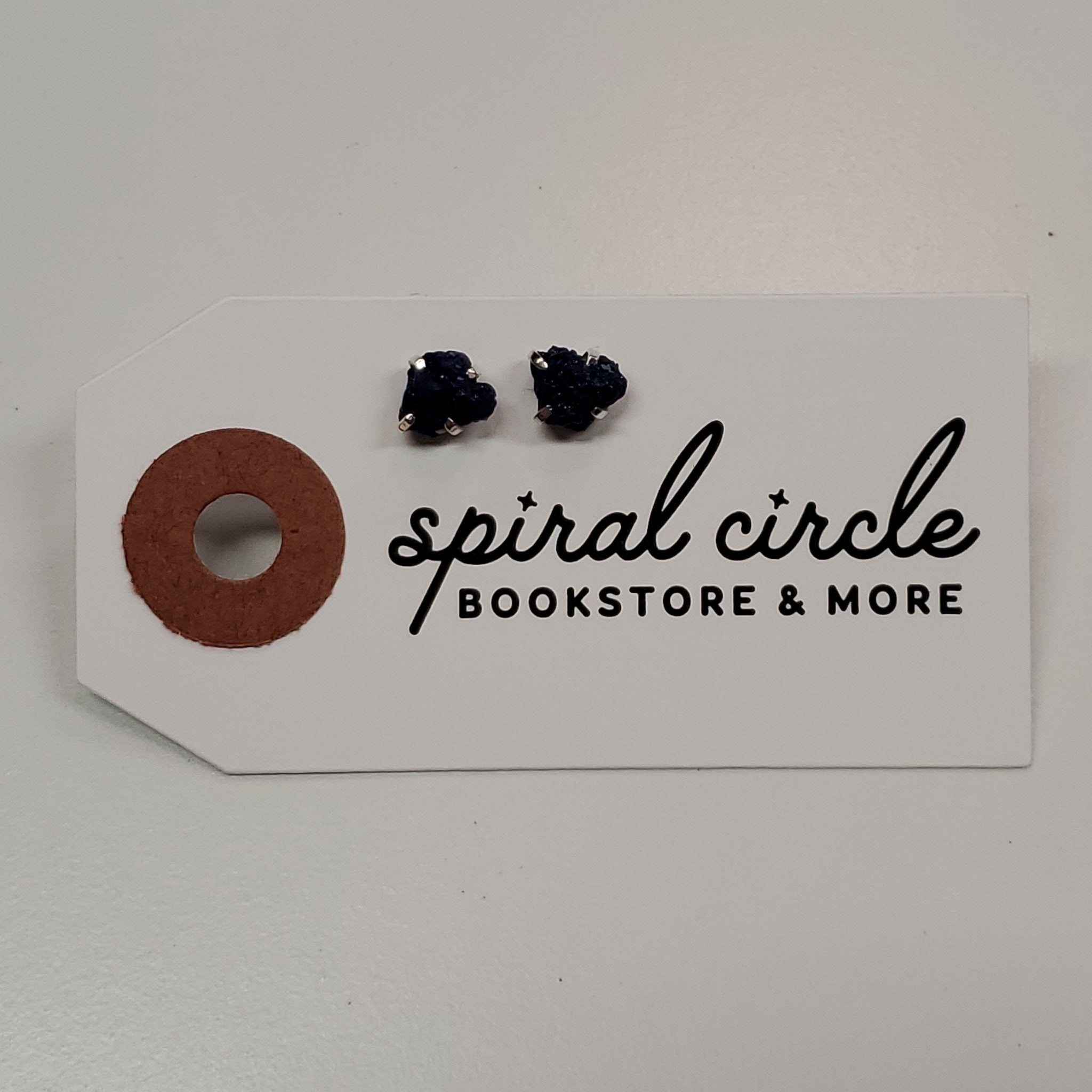 Azurite Rough Stud Earrings | Sterling Silver - Spiral Circle