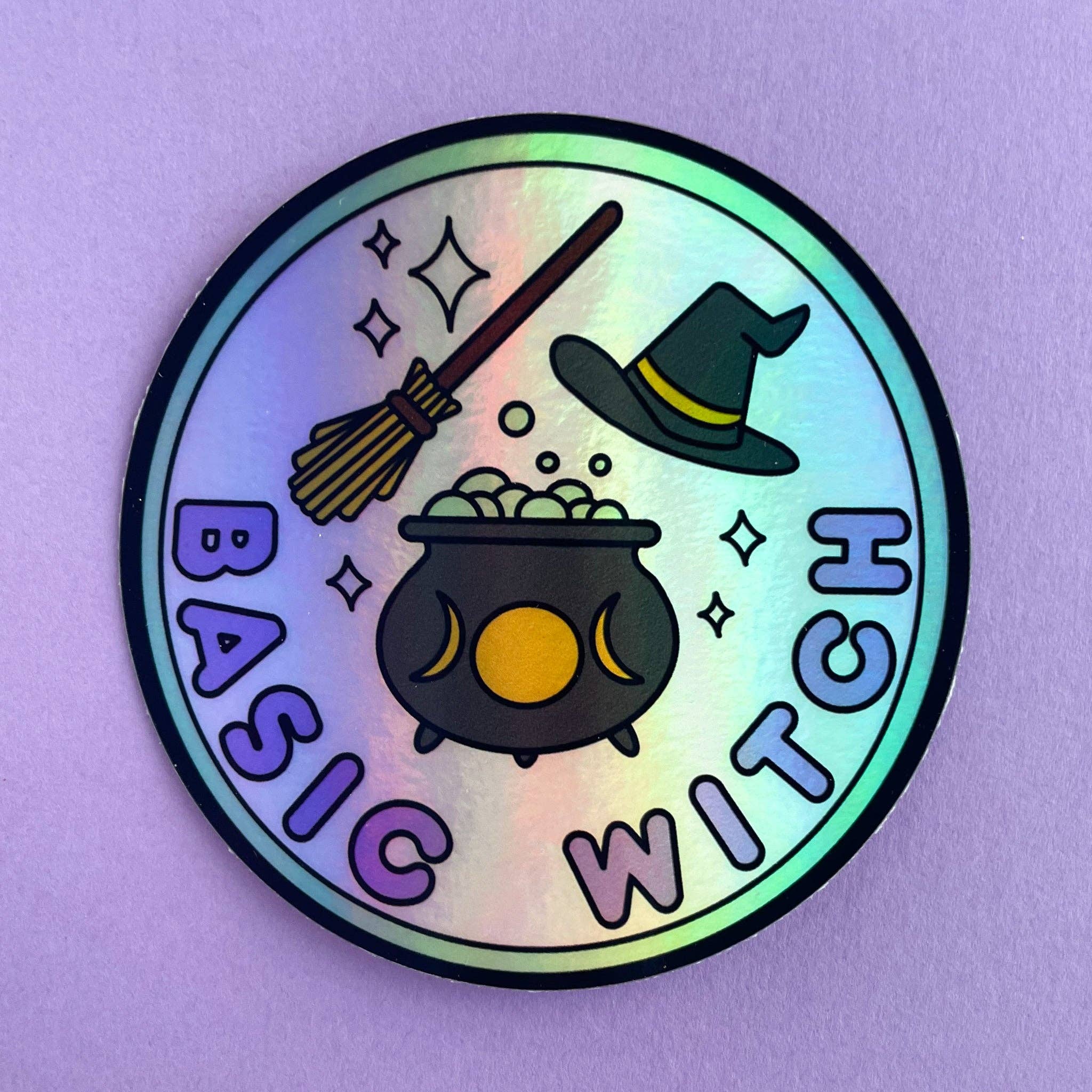 Basic Witch Holographic Sticker - Spiral Circle