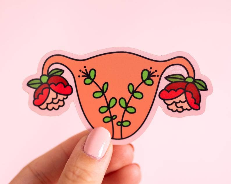 Blooming Uterus - Feminist Vinyl Sticker - Spiral Circle