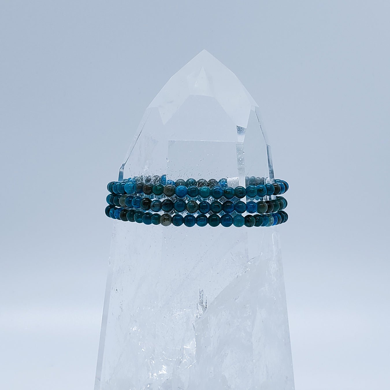 Blue Apatite Bracelet | Focus and Personal Growth | 6MM - Spiral Circle