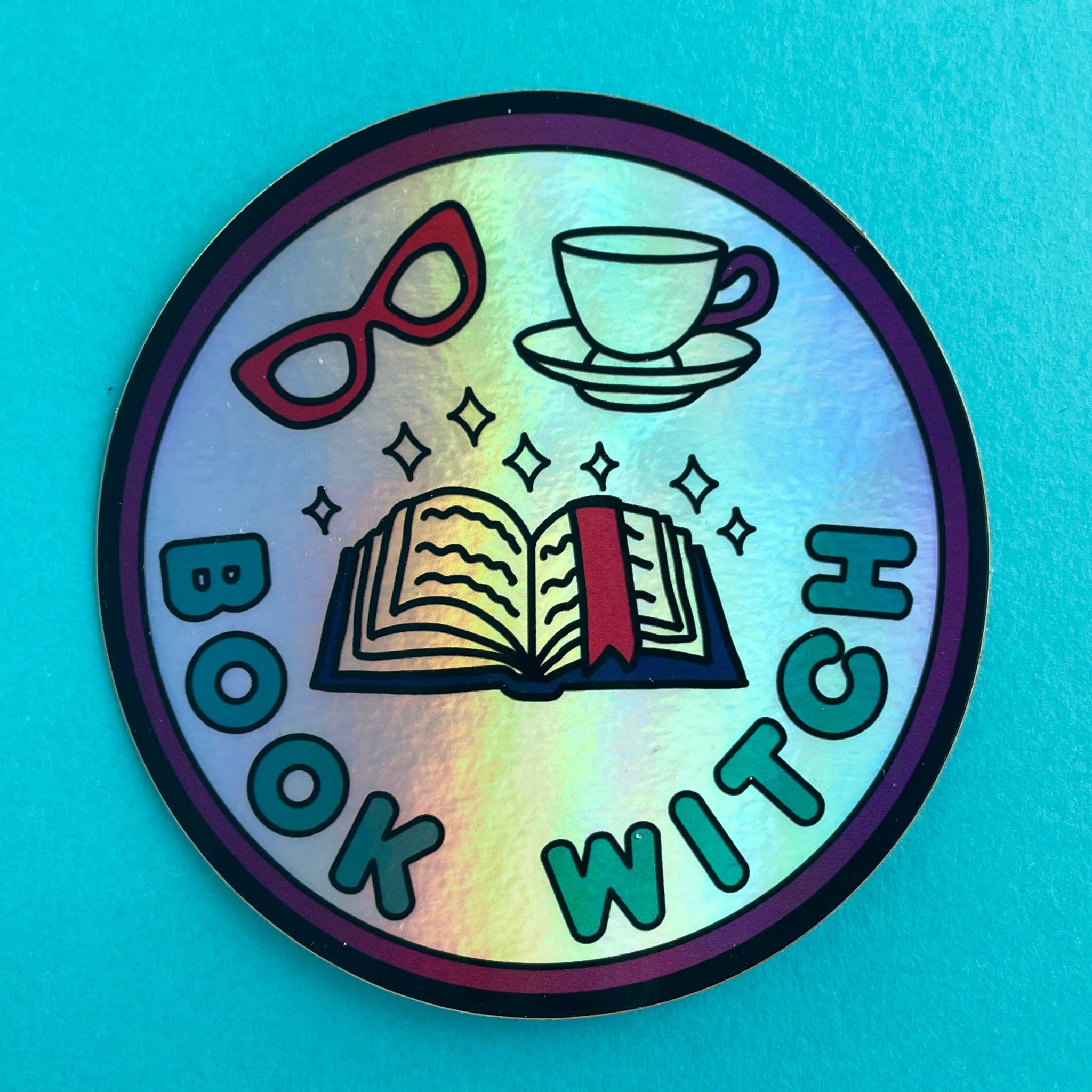 Book Witch Holographic Sticker - Spiral Circle