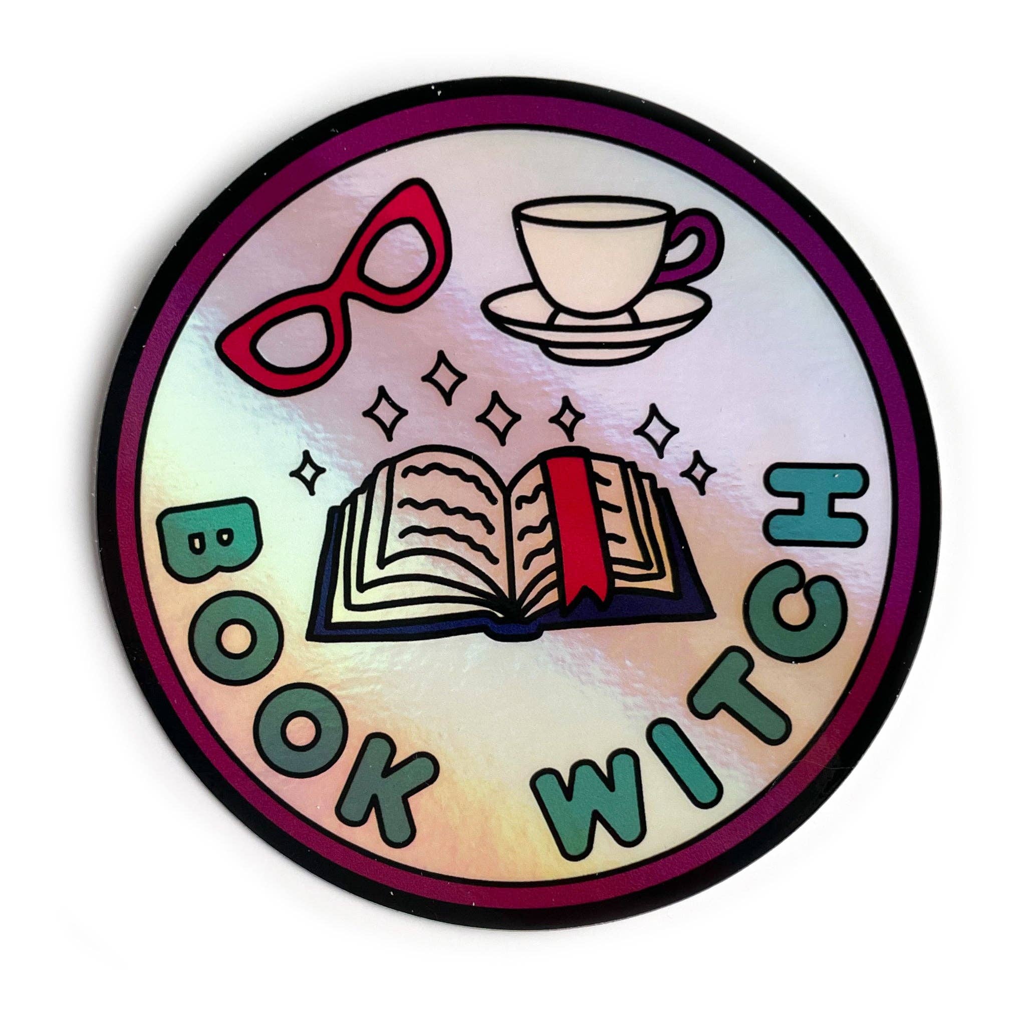 Book Witch Holographic Sticker - Spiral Circle