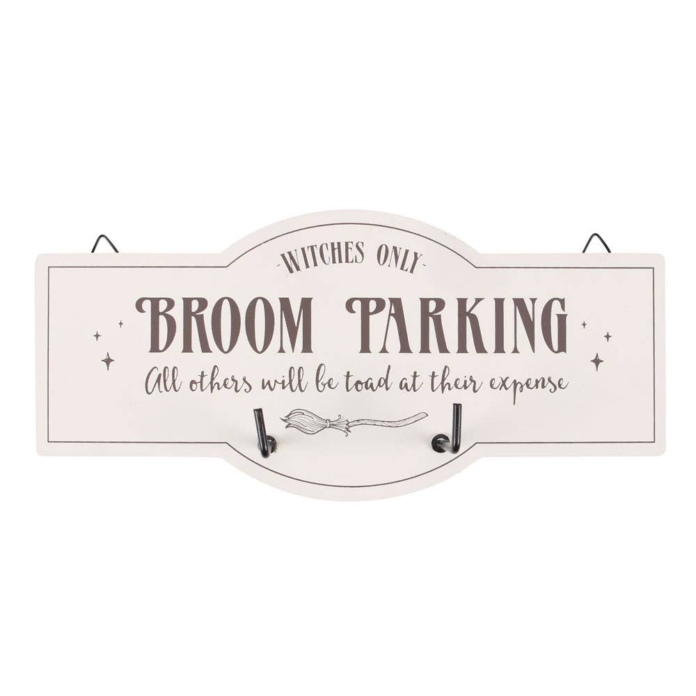 Broom Parking Halloween Wall Hook Sign - Spiral Circle