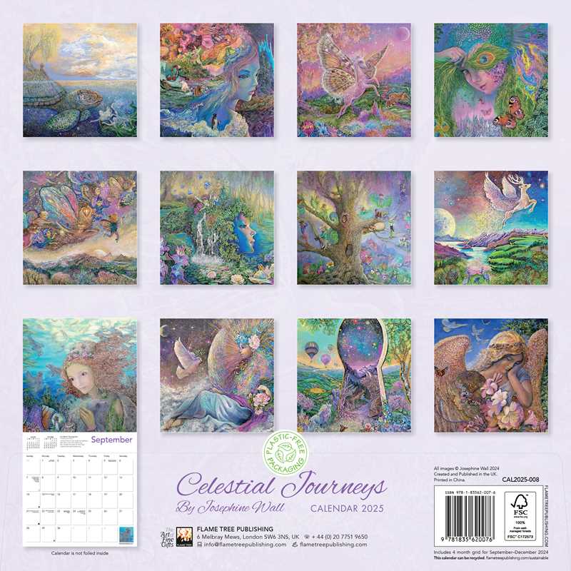 Celestial Journeys by Josephine Wall Wall Calendar 2025 (Art Calendar) by - Spiral Circle