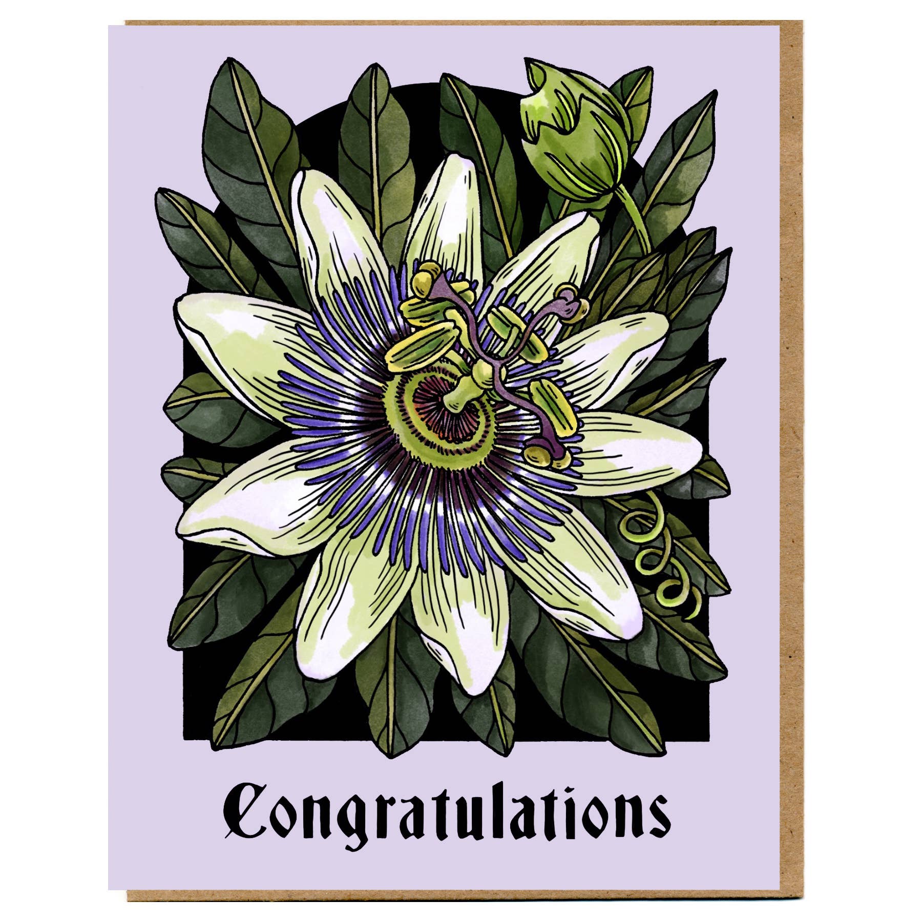 Congratulations Passion Flower Card - Spiral Circle