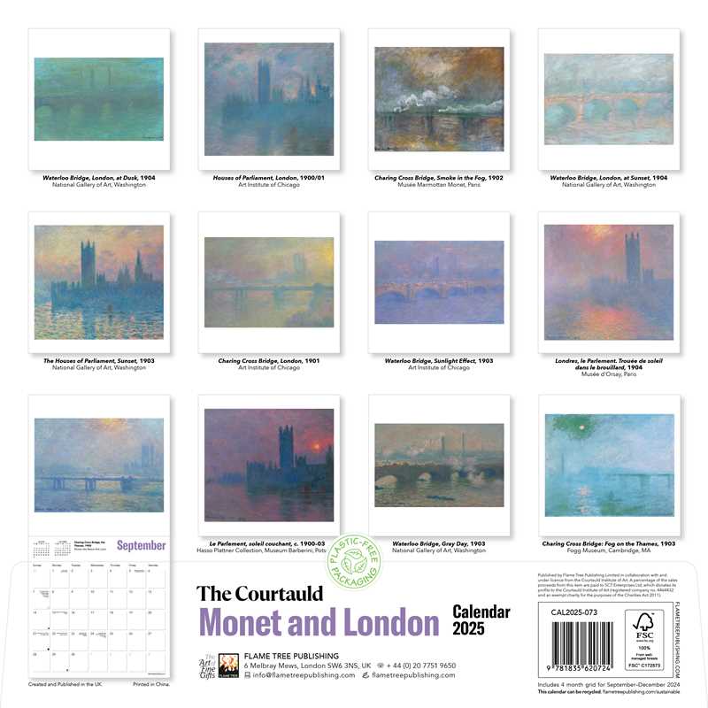 Courtauld: Monet and London Wall Calendar 2025 (Art Calendar) by - Spiral Circle