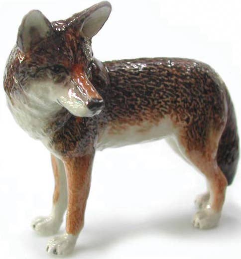 Coyote Standing Northern Rose | Porcelain Mini Figurine - Spiral Circle