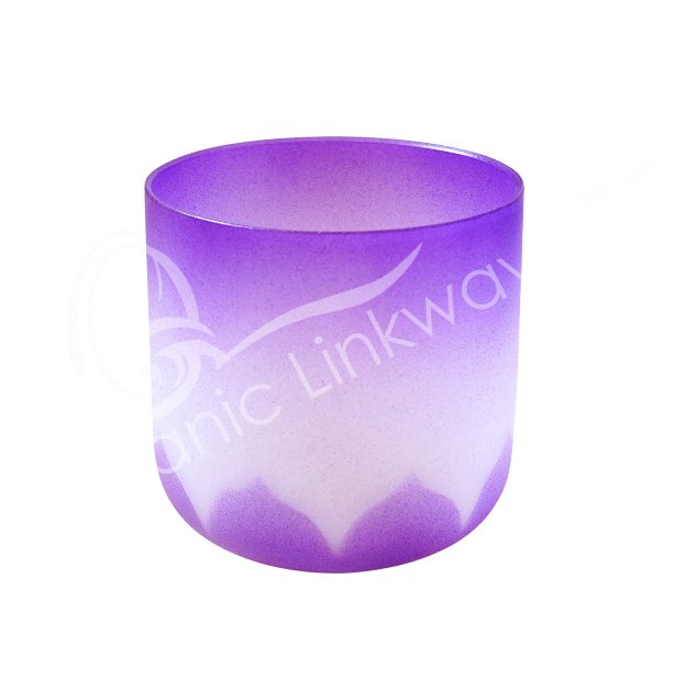 Crystal Singing Bowl | Crown Chakra Tuned B | Lotus Design 6″ diameter - Spiral Circle