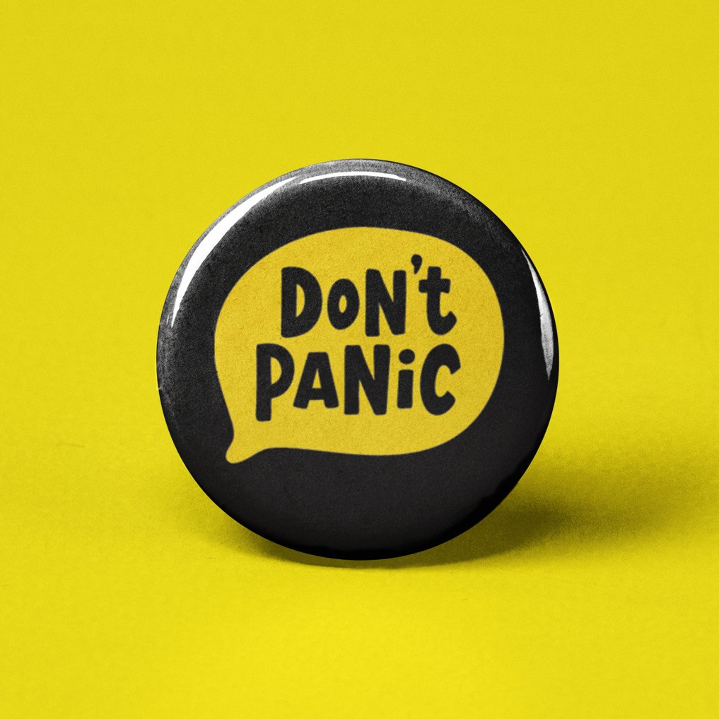 Don't Panic Pinback Button - Spiral Circle