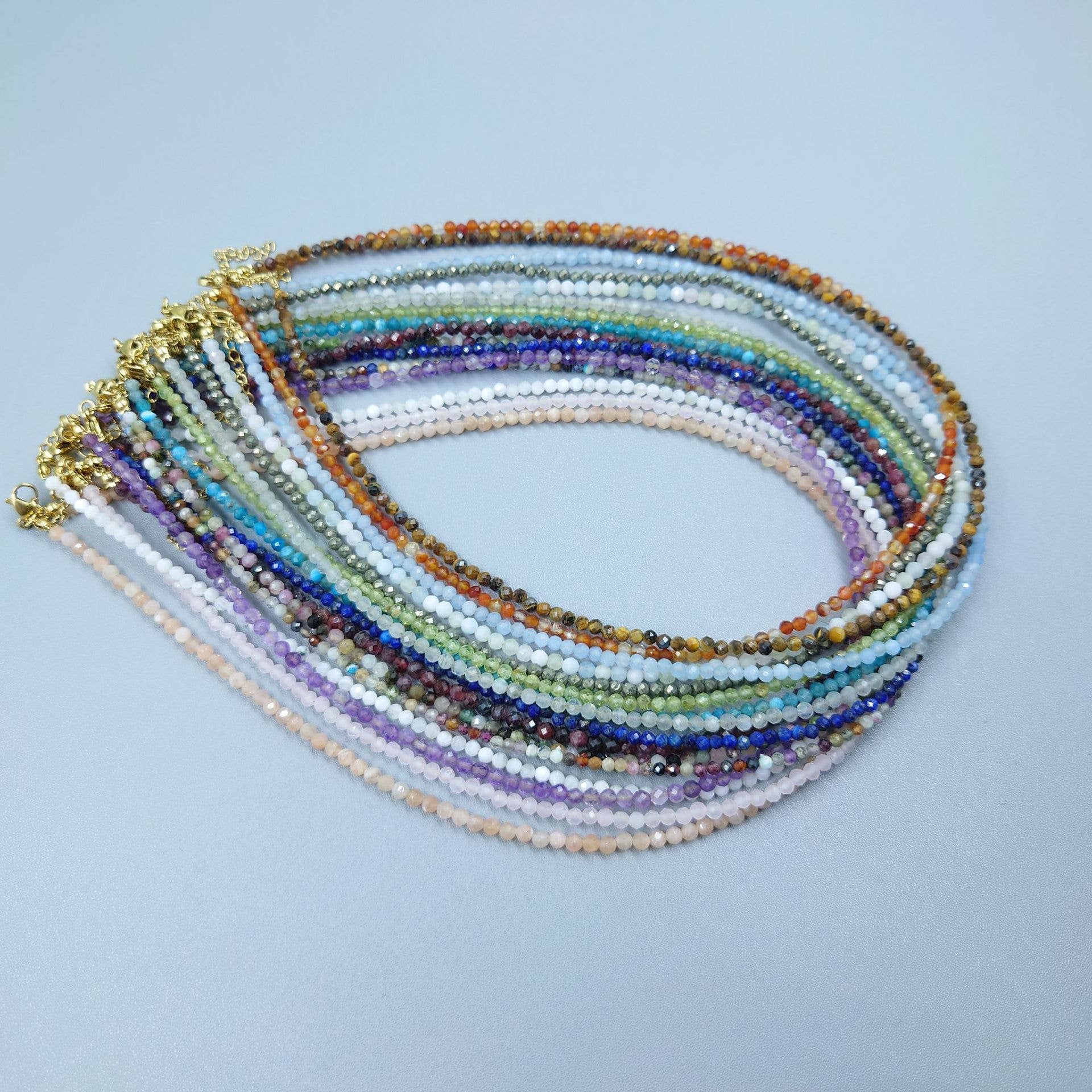 Elegant Gemstone Faceted Bead Necklace - Spiral Circle