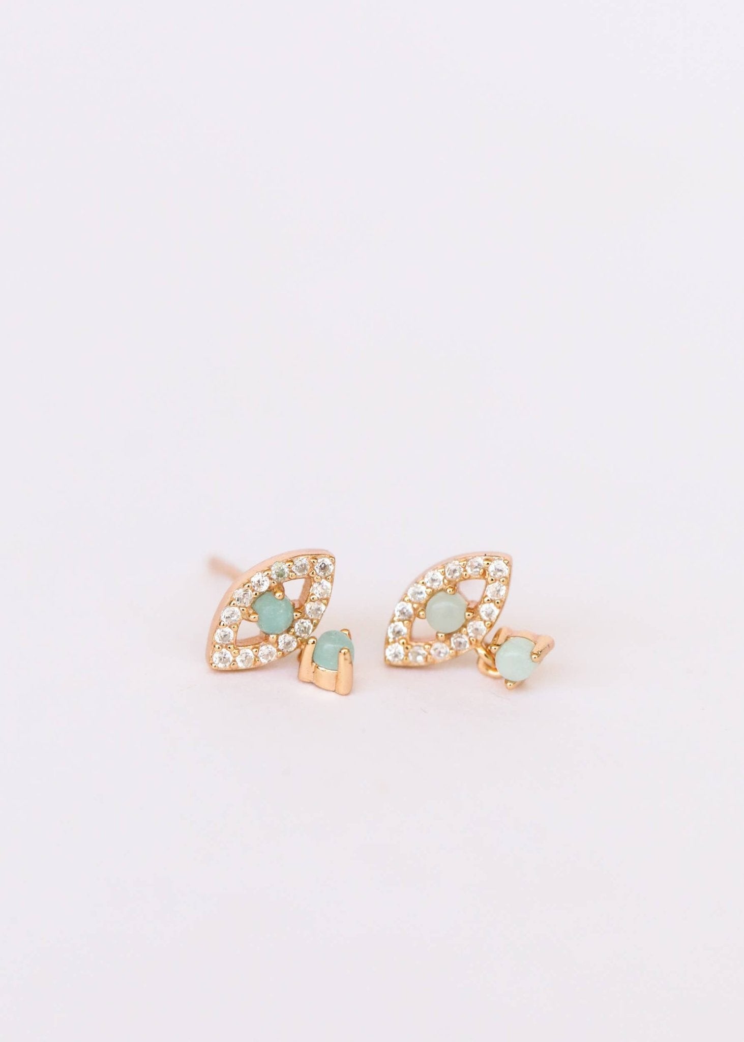 Evil Eye Drop | Amazonite Stud Earrings - Spiral Circle