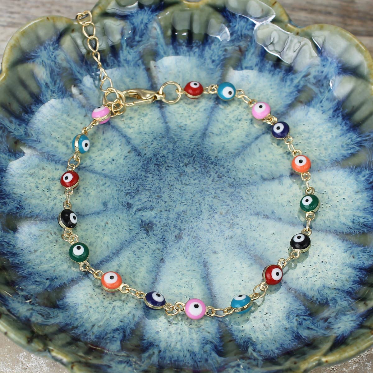 Eyes of Every Color Mini Eye Bead Bracelet - Spiral Circle