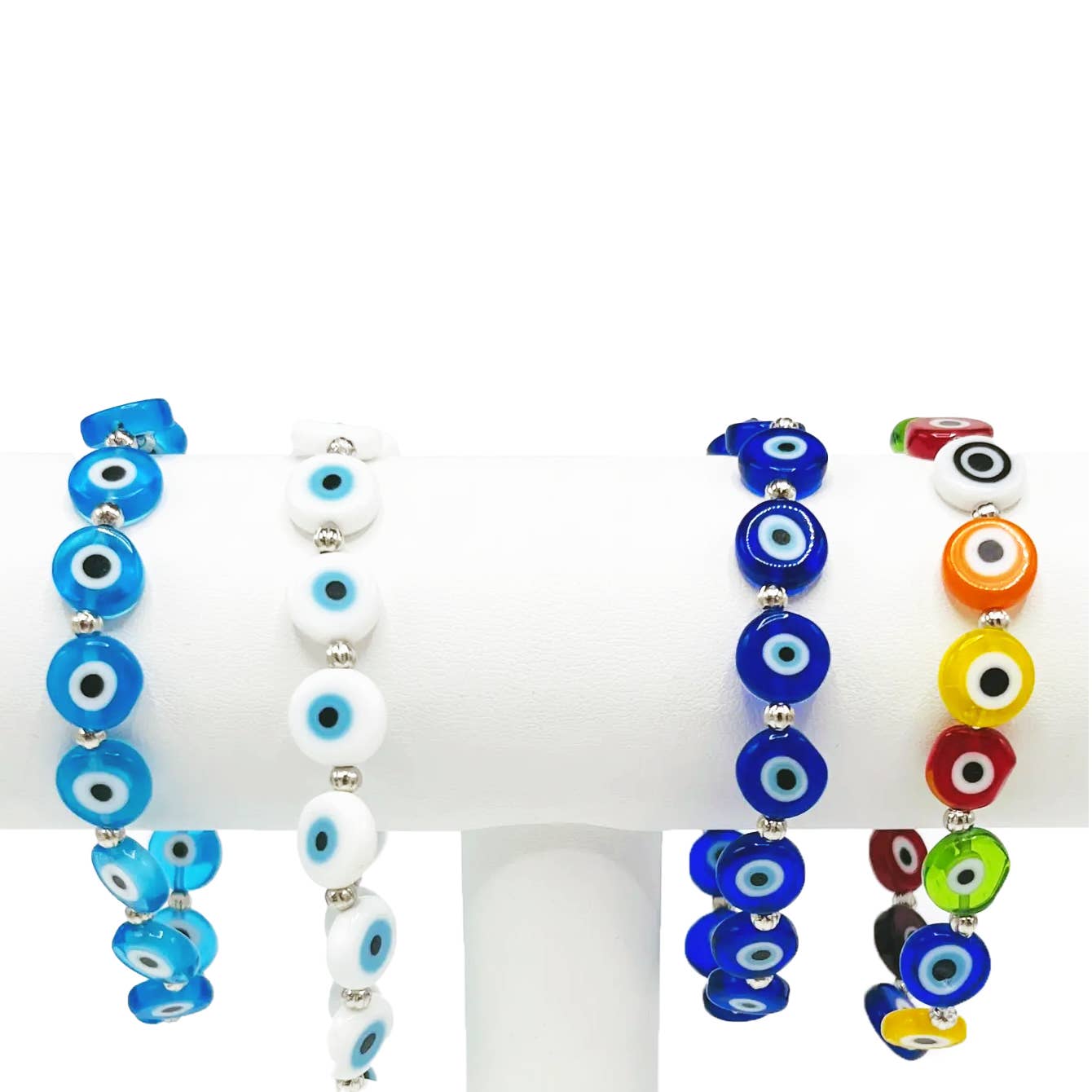 Flat Evil Eye Stone Bracelet: 4 Colors, Handmade in Turkey - Spiral Circle