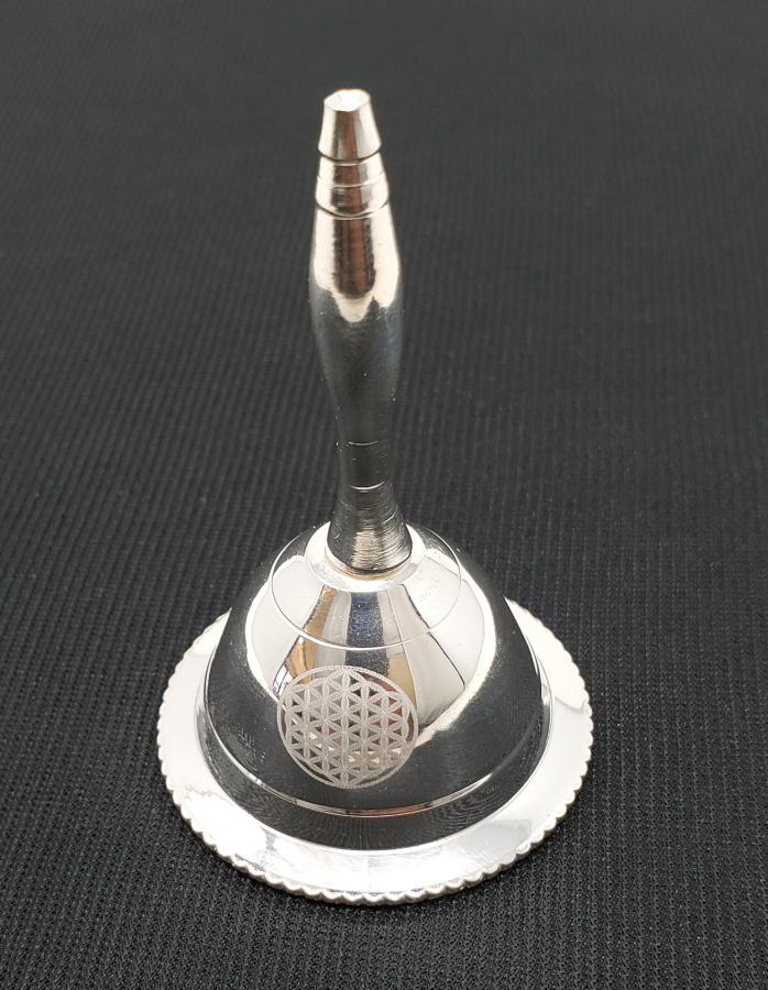 Flower of Life Silver Plated Altar Bell - Spiral Circle