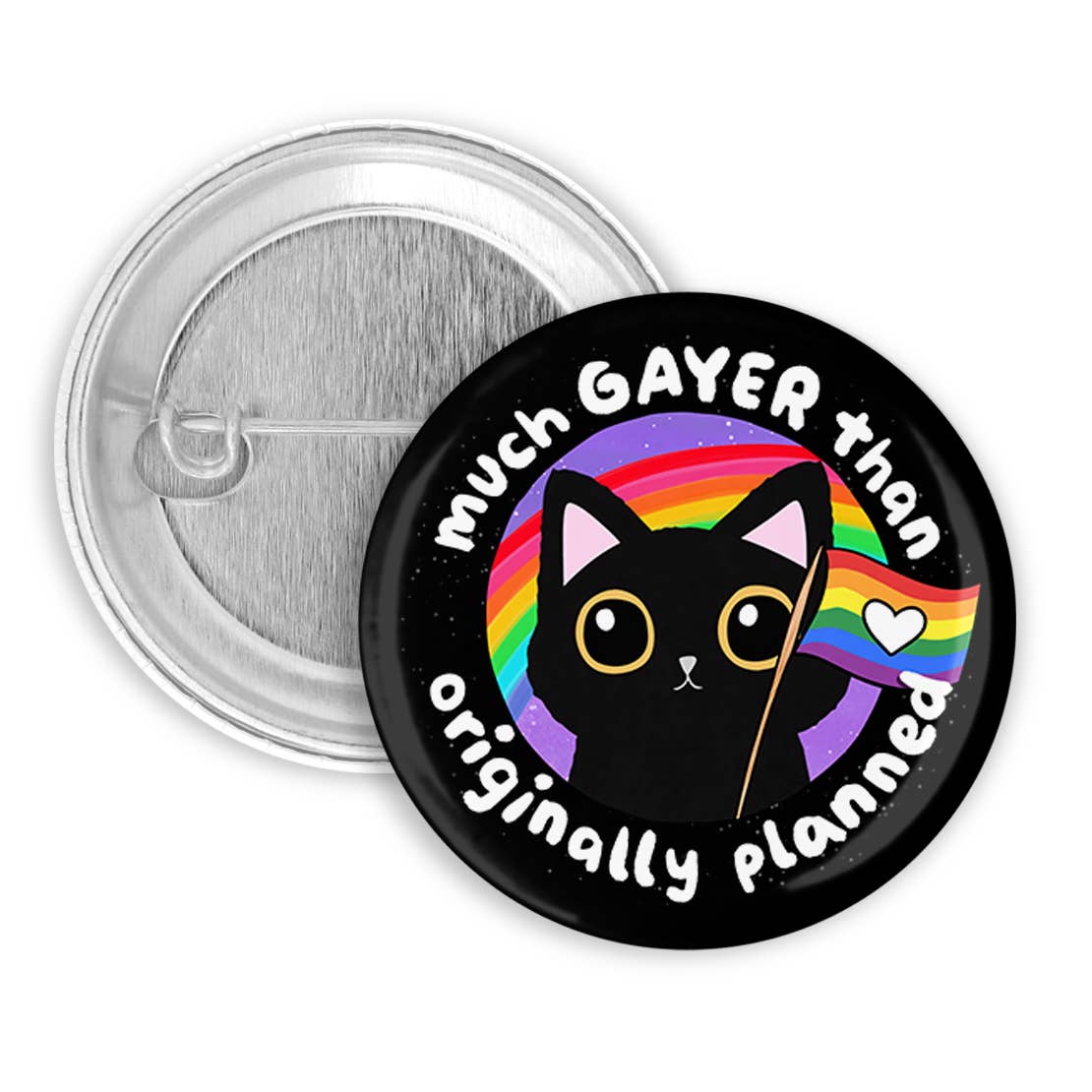 Gayer Than Planned Pinback Button, Badge, Pin  - Spiral Circle