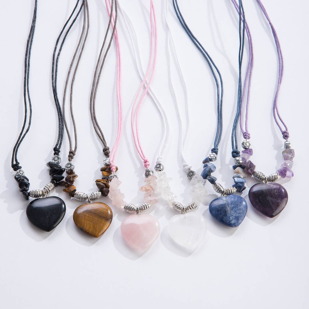 Gemstone Heart Pendants - Spiral Circle