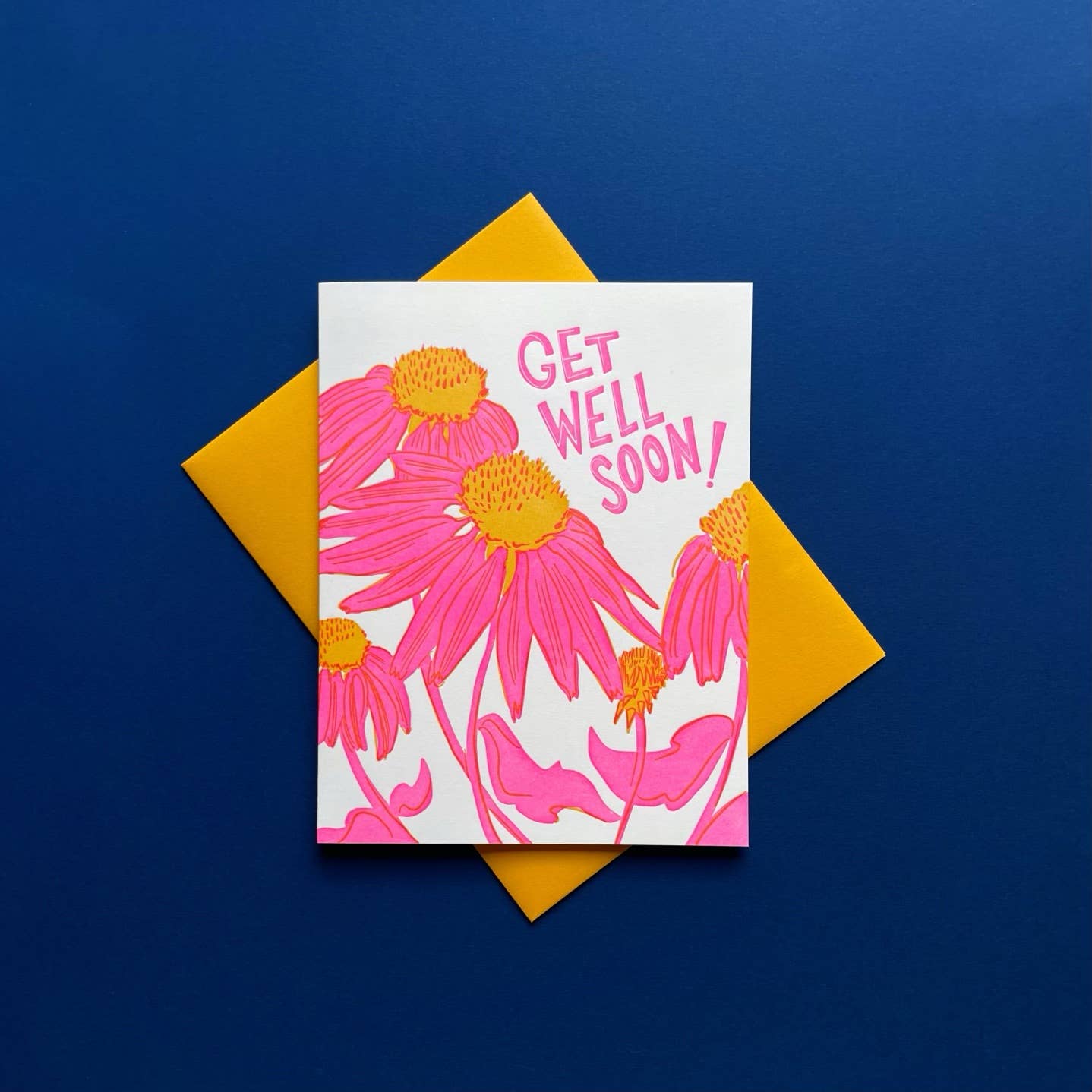 Get Well Soon Echinacea Risograph Greeting Card - Spiral Circle