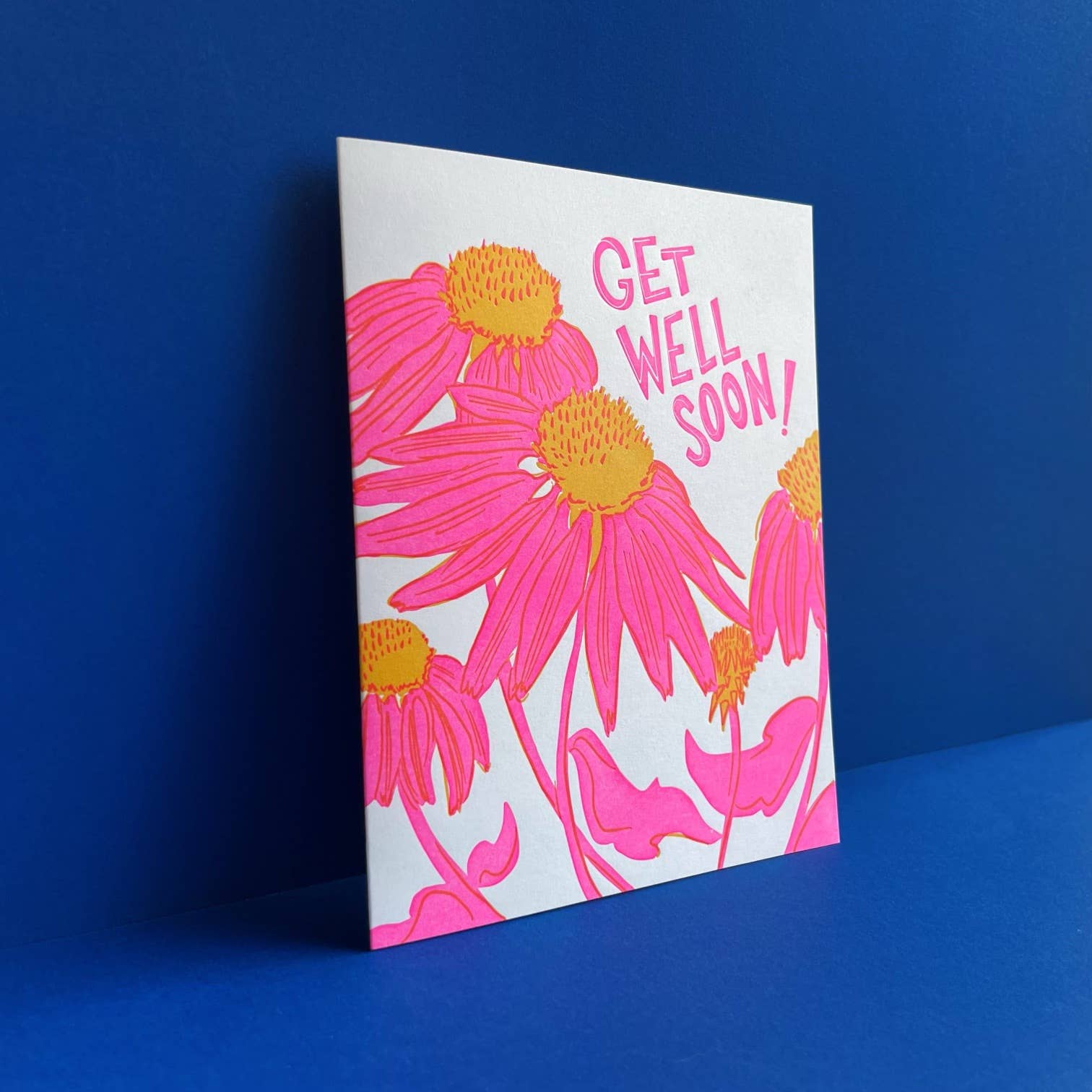 Get Well Soon Echinacea Risograph Greeting Card - Spiral Circle