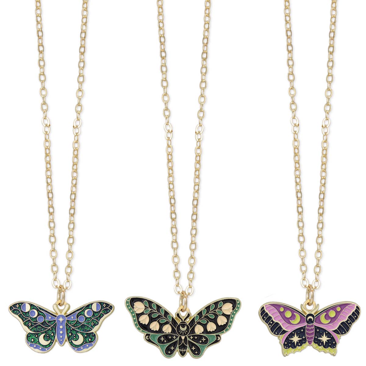 Glittering Wings Celestial Butterfly Necklace - Spiral Circle