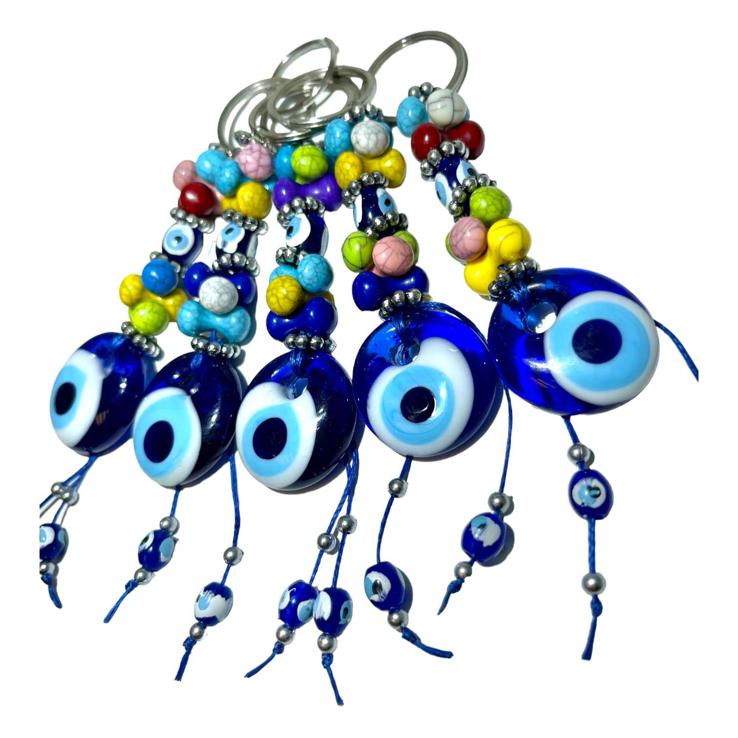 Handcrafted Evil Eye Glass Wall Hanging, Positive Energy - Spiral Circle