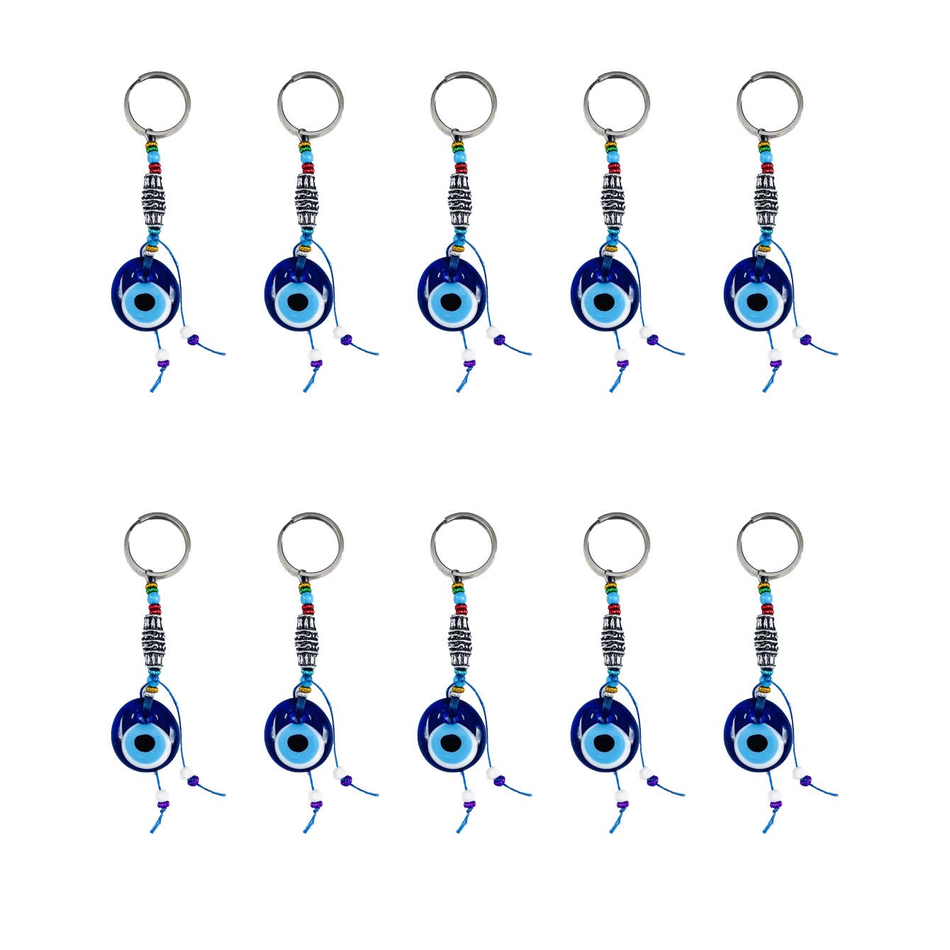 Handmade Navy Glass Evil Eye Keychain: Protective and Stylis - Spiral Circle