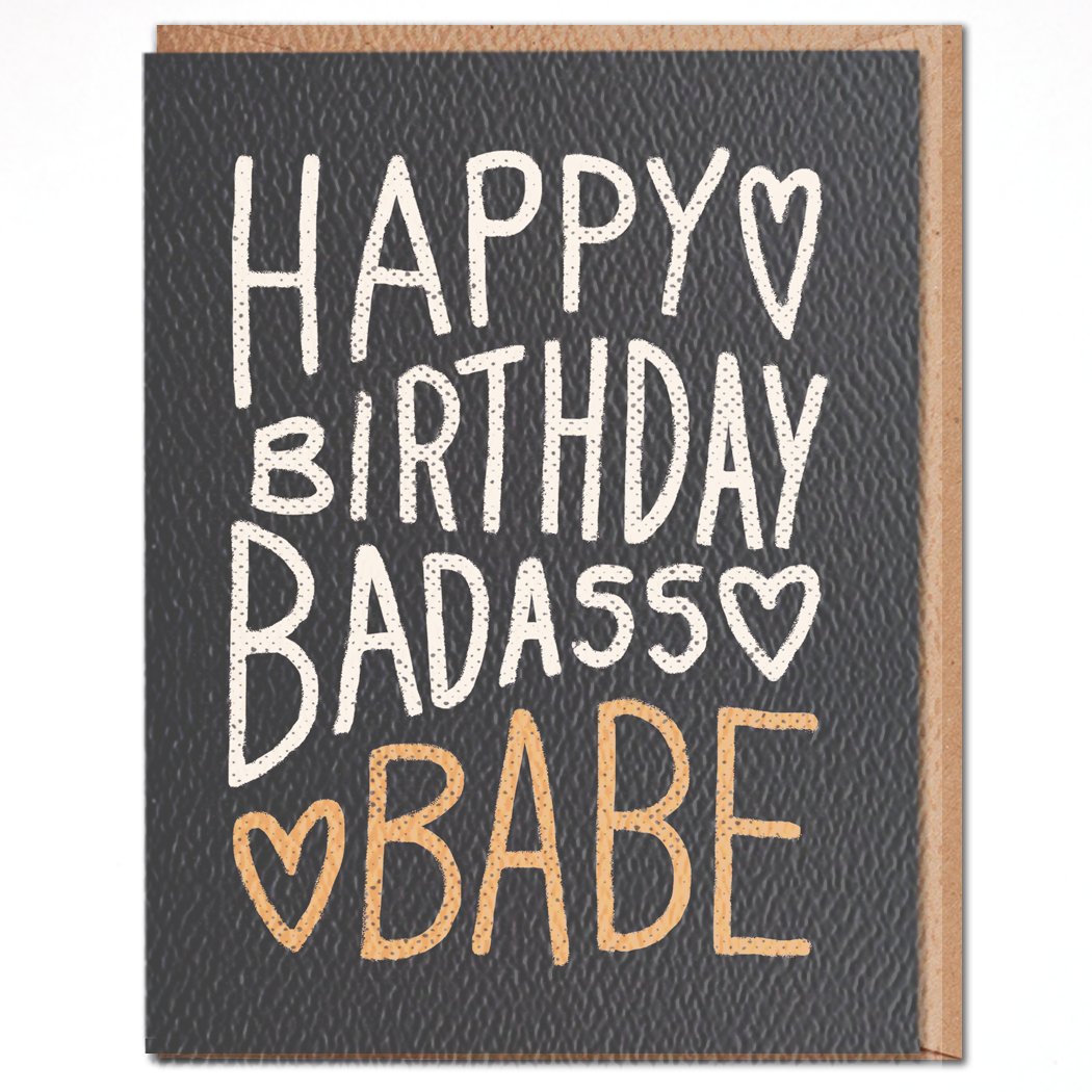 Happy Birthday Badass Babe - Birthday Card - Spiral Circle