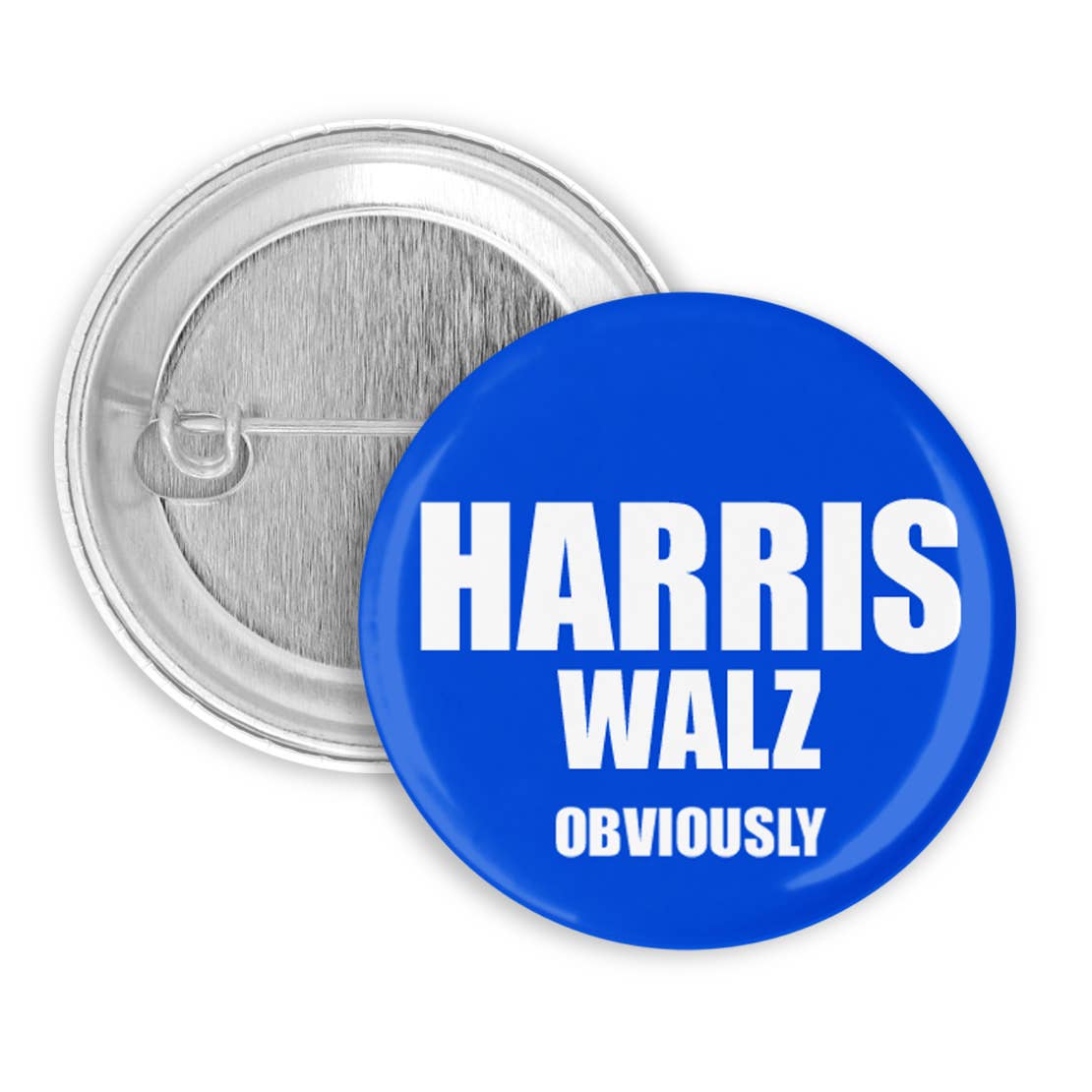 Harris Walz Obviously 2024 Pinback Button, Pin Badge - Spiral Circle