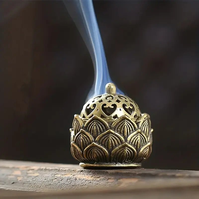 Hollow Lotus Shaped Incense Burner - Spiral Circle