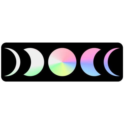 Holographic Moon Phases Sticker - Spiral Circle