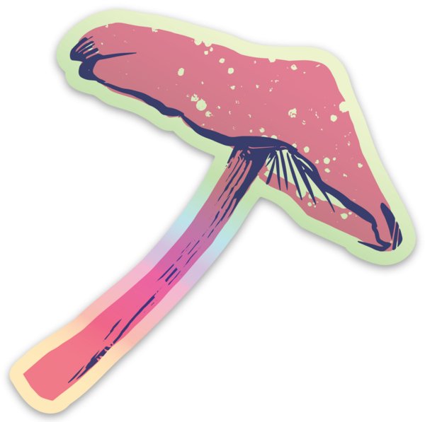 Holographic Mushroom Sticker - Spiral Circle