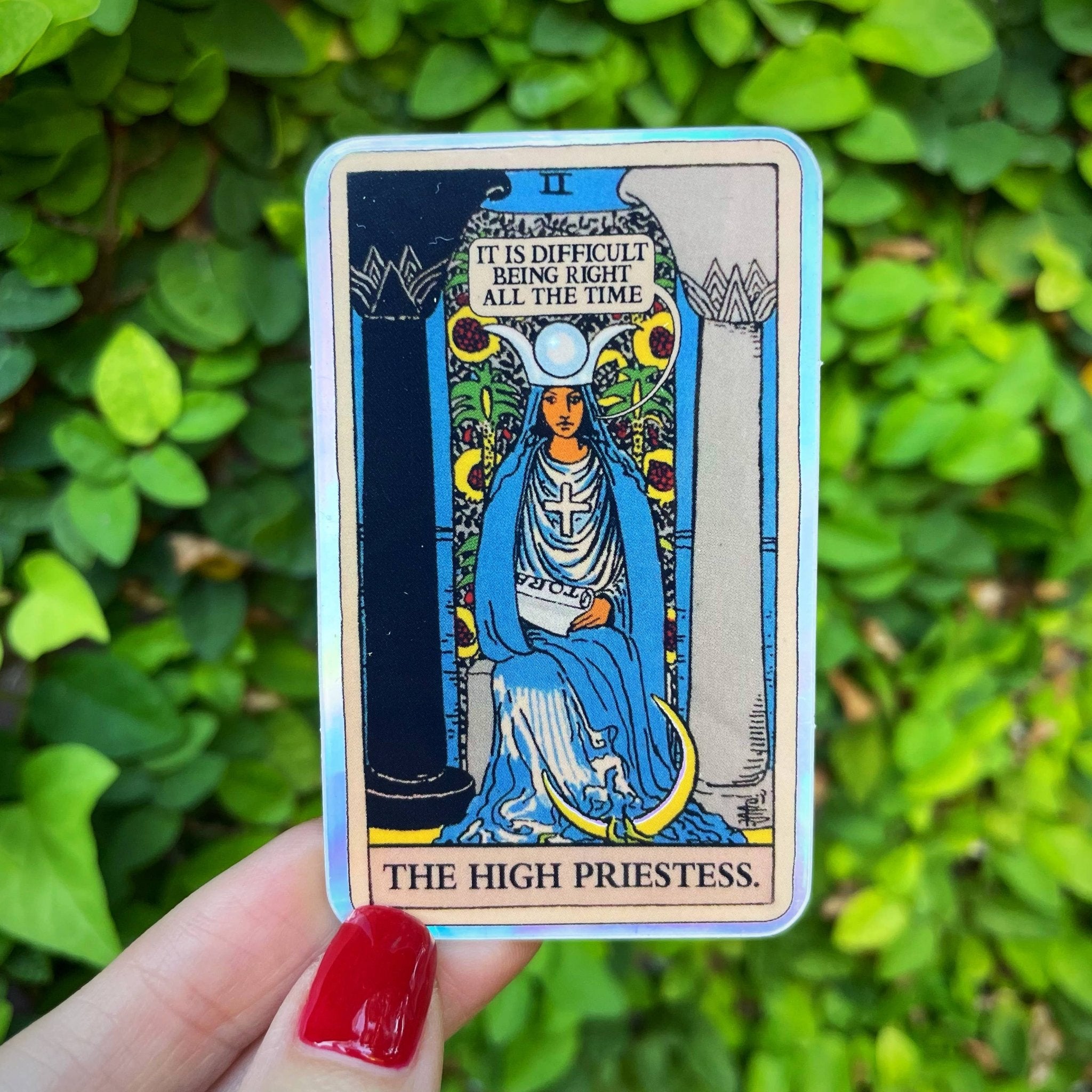 II High Priestess Holographic Tarot Sticker - Spiral Circle