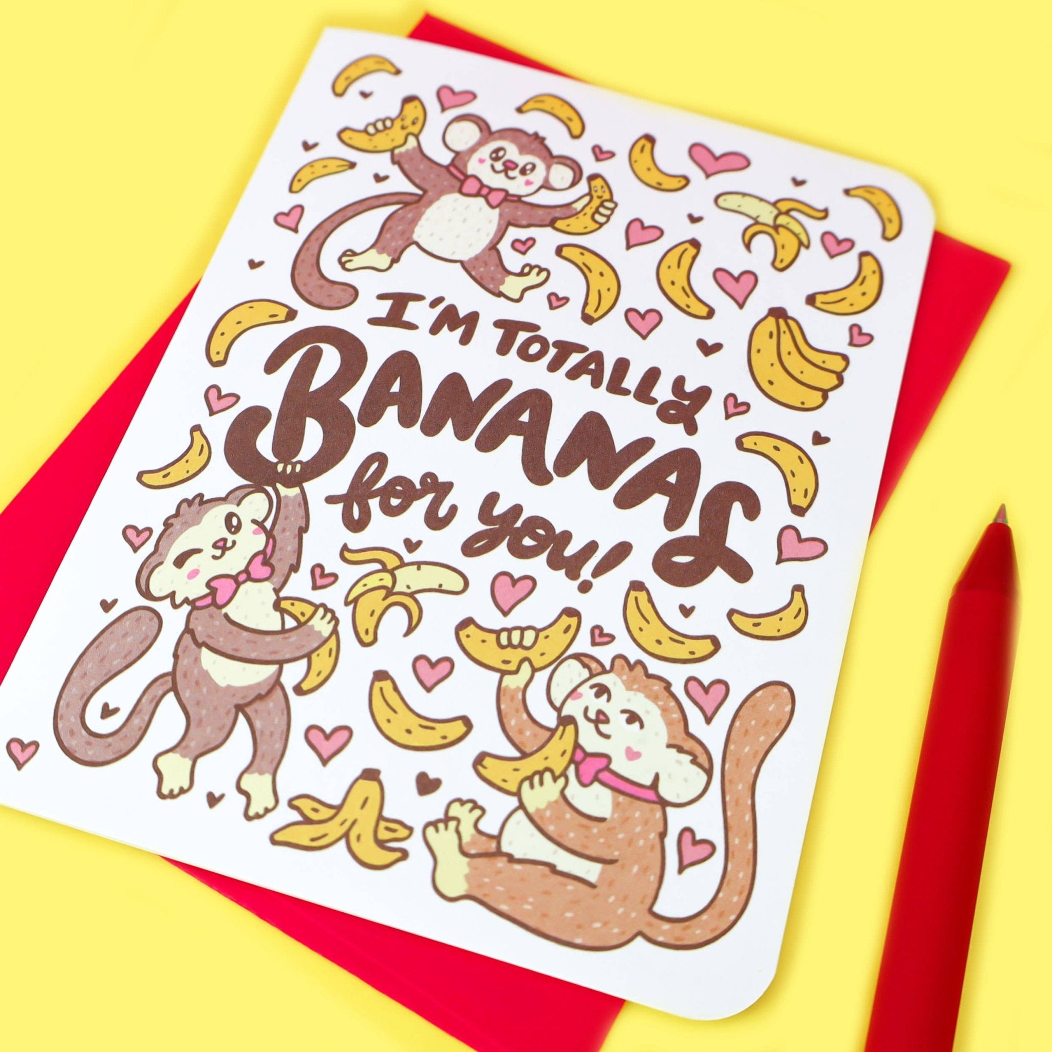 I'm Bananas For You Monkey Valentine's Day Love Card - Spiral Circle