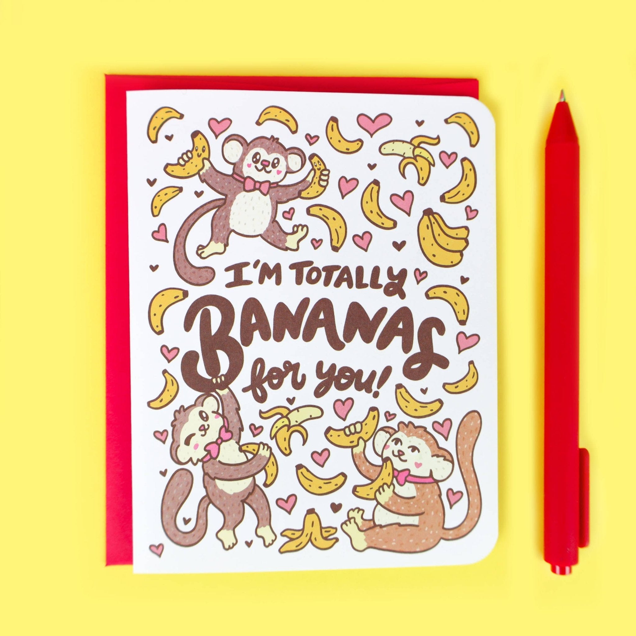 I'm Bananas For You Monkey Valentine's Day Love Card - Spiral Circle