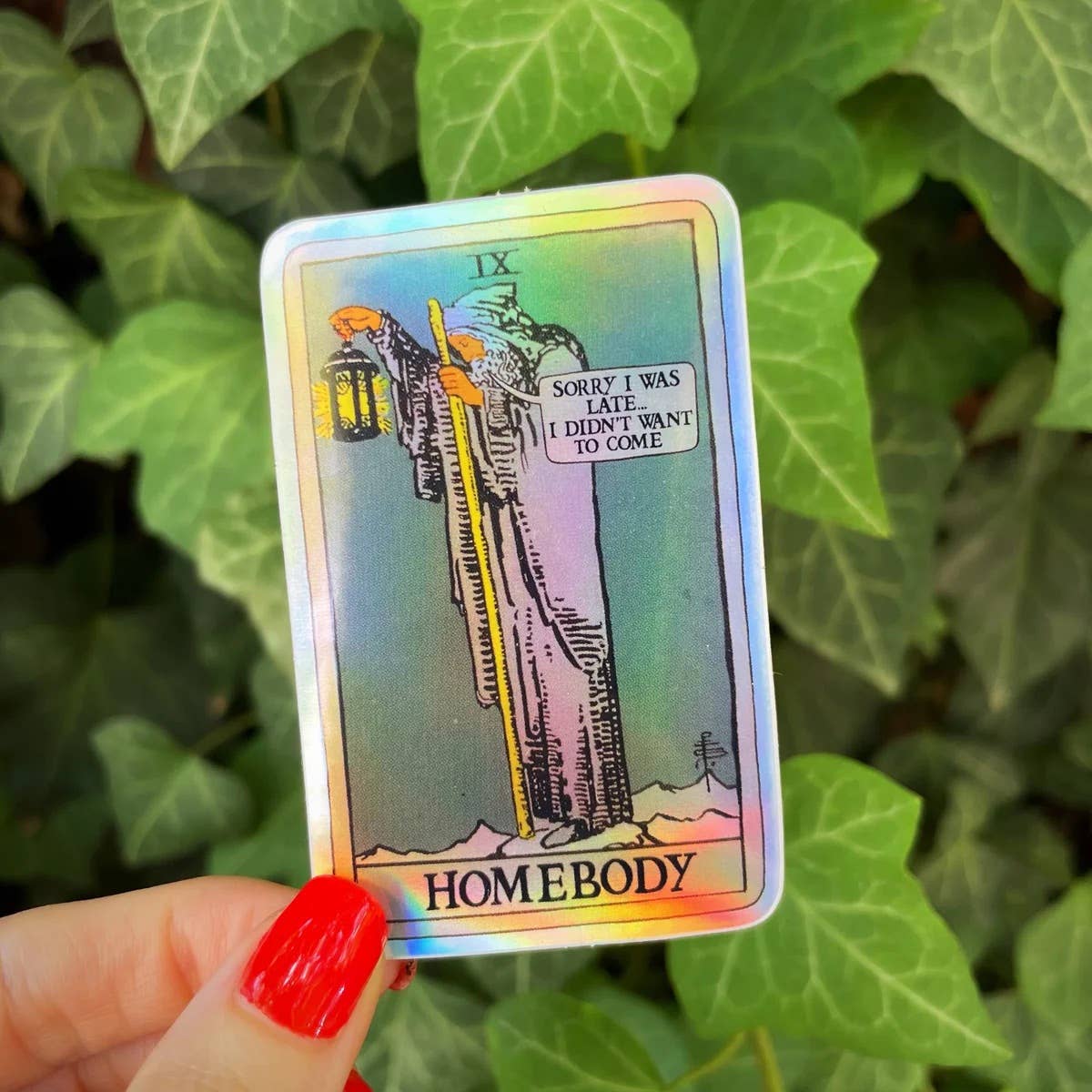 IX Hermit // Homebody Holographic Tarot Sticker - Spiral Circle