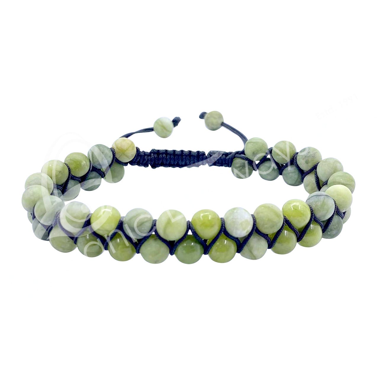 Jade Bracelet | Double Row | Adjustable | 6mm - Spiral Circle