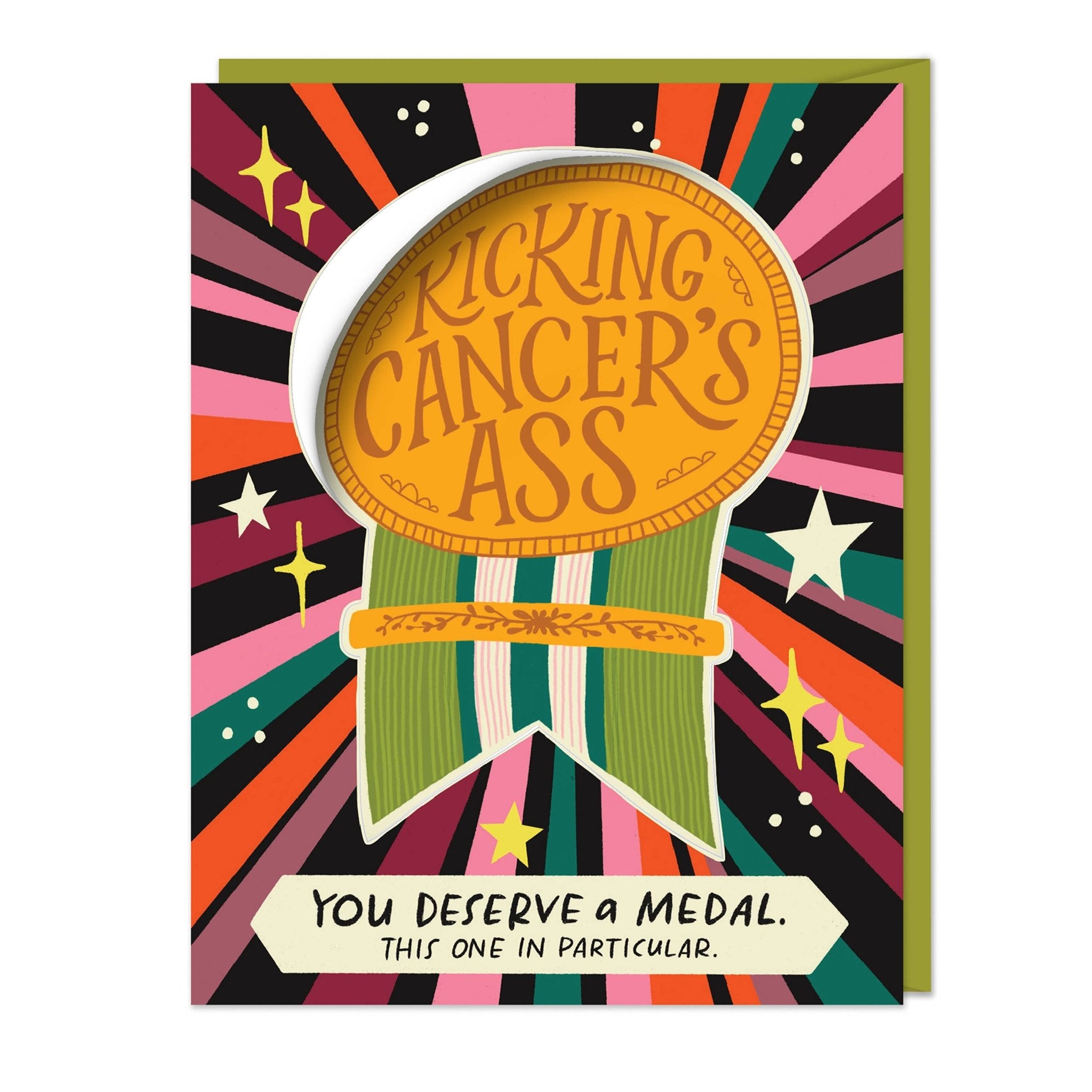 Kicking Cancer’s Ass Sticker Card - Spiral Circle