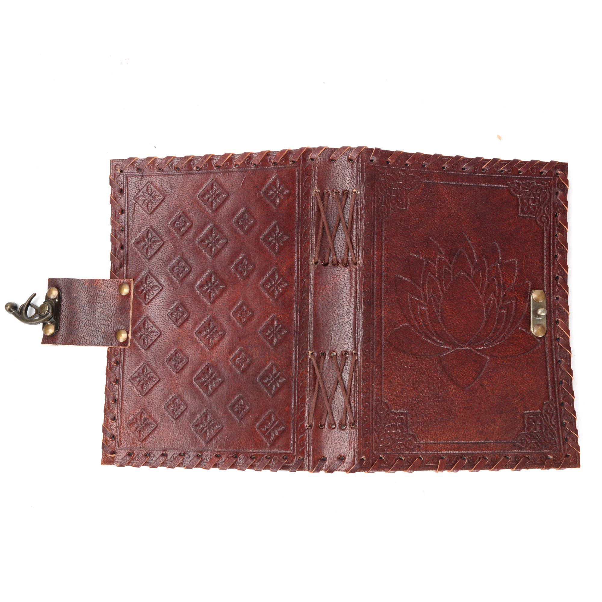 Lotus Flower Leather Journal - Spiral Circle