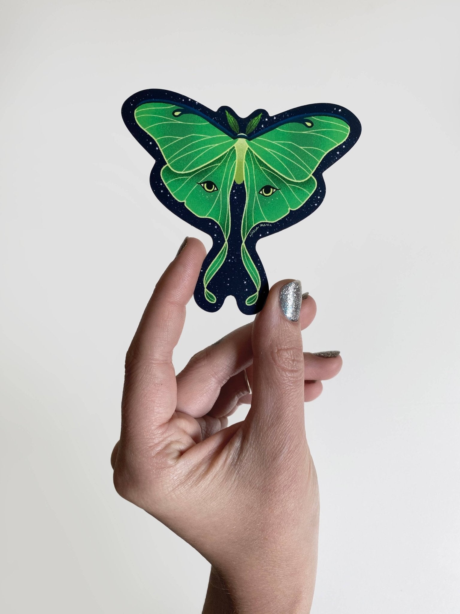 Luna Moth Matte Sticker - Spiral Circle