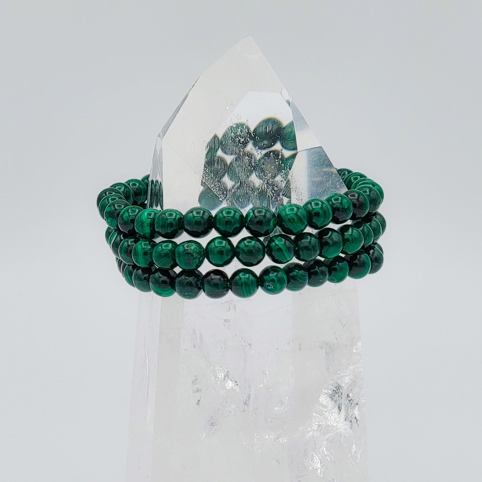 Malachite Beaded Bracelet | 8MM - Spiral Circle