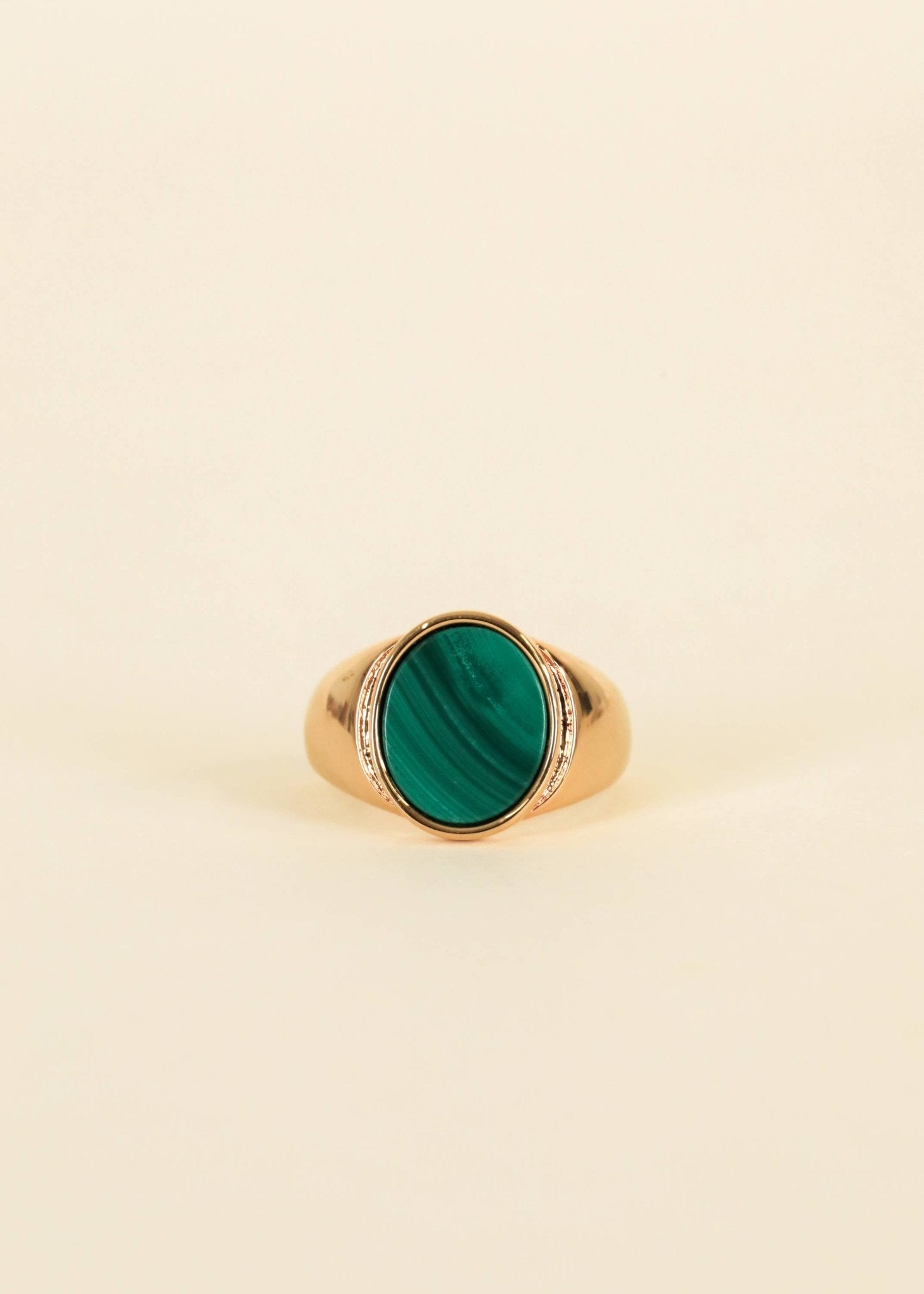 Malachite Signet Ring - Spiral Circle