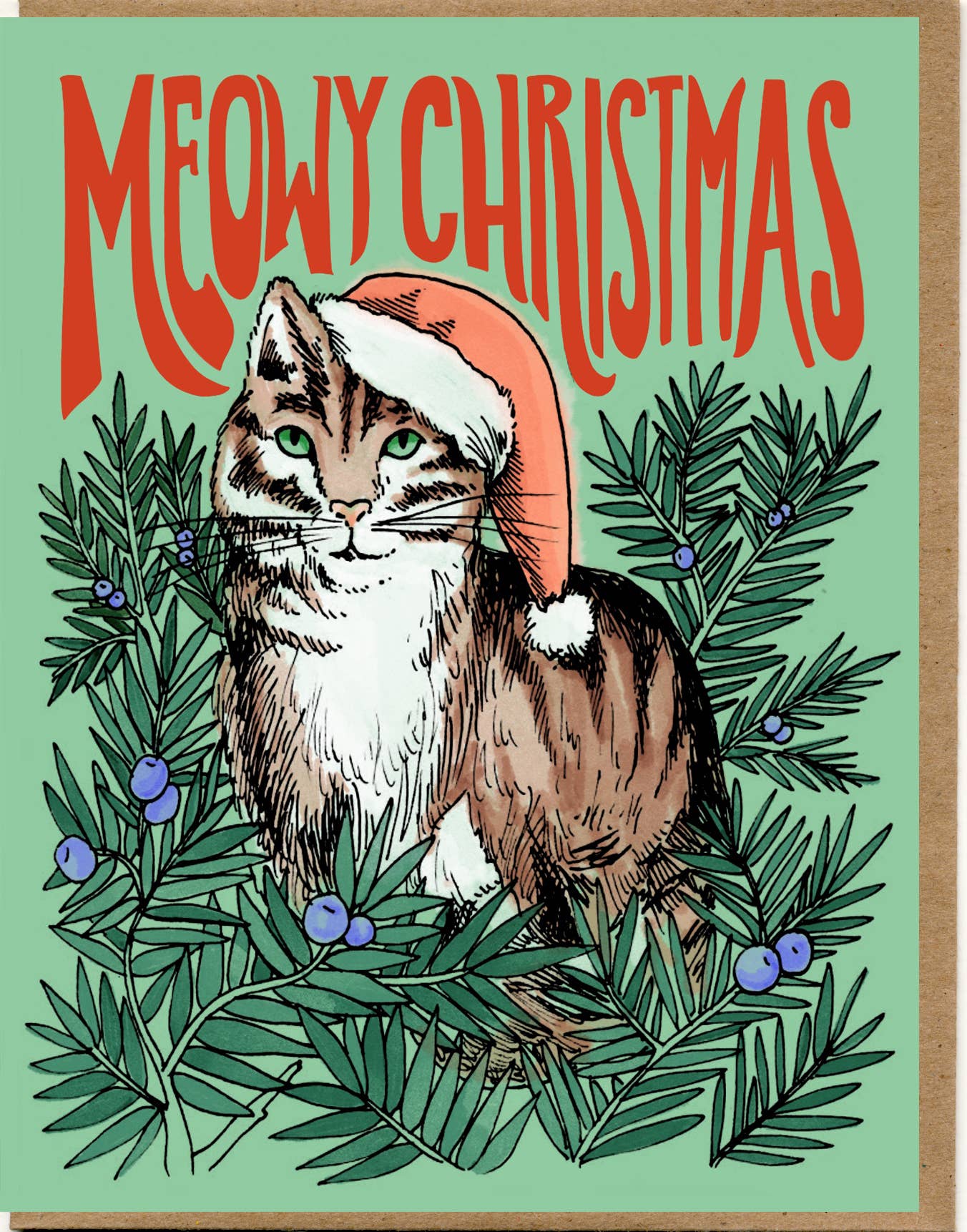 Meowy Christmas Card - Spiral Circle