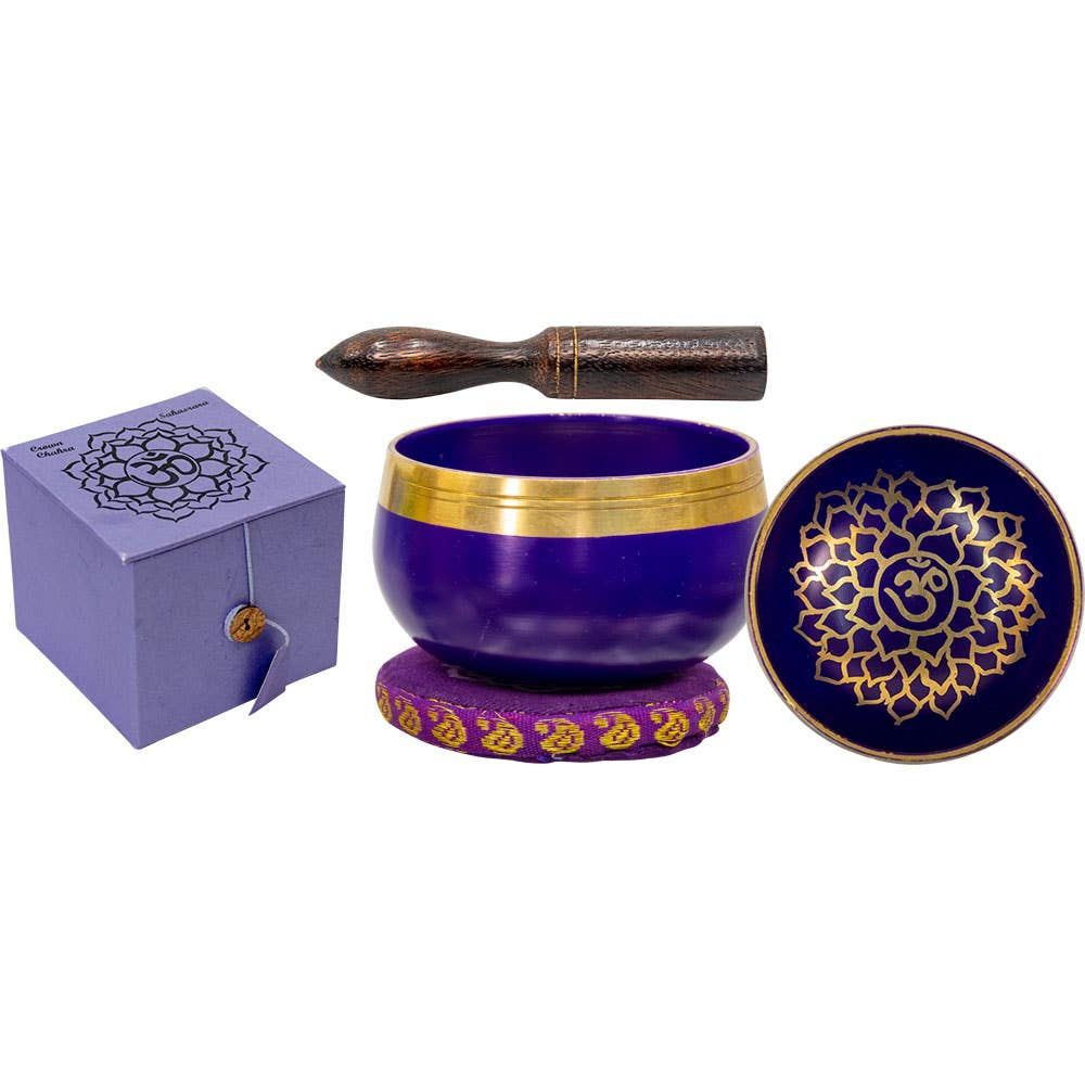 Mini Chakra Singing Bowl Purple - Crown (Each) - Spiral Circle